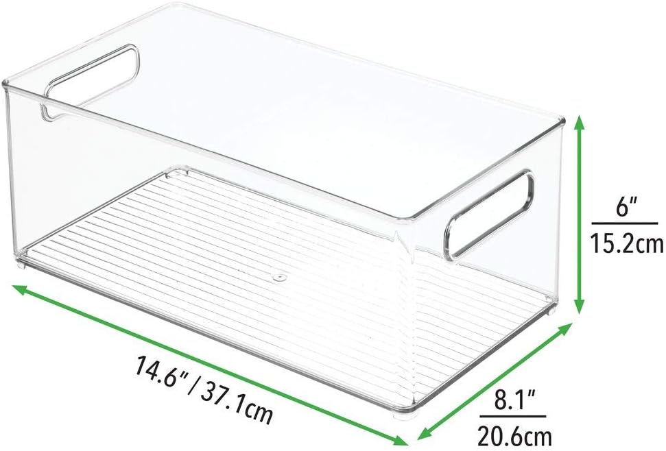 mDesign Deep Plastic Storage Organizer Container Bin, Office Organization for Filing Cabinet, Cupboard, Shelves, and Desk - Holds Notepads, Pens, Pencils, Highlighters, and Staplers - 2 Pack - Clear
