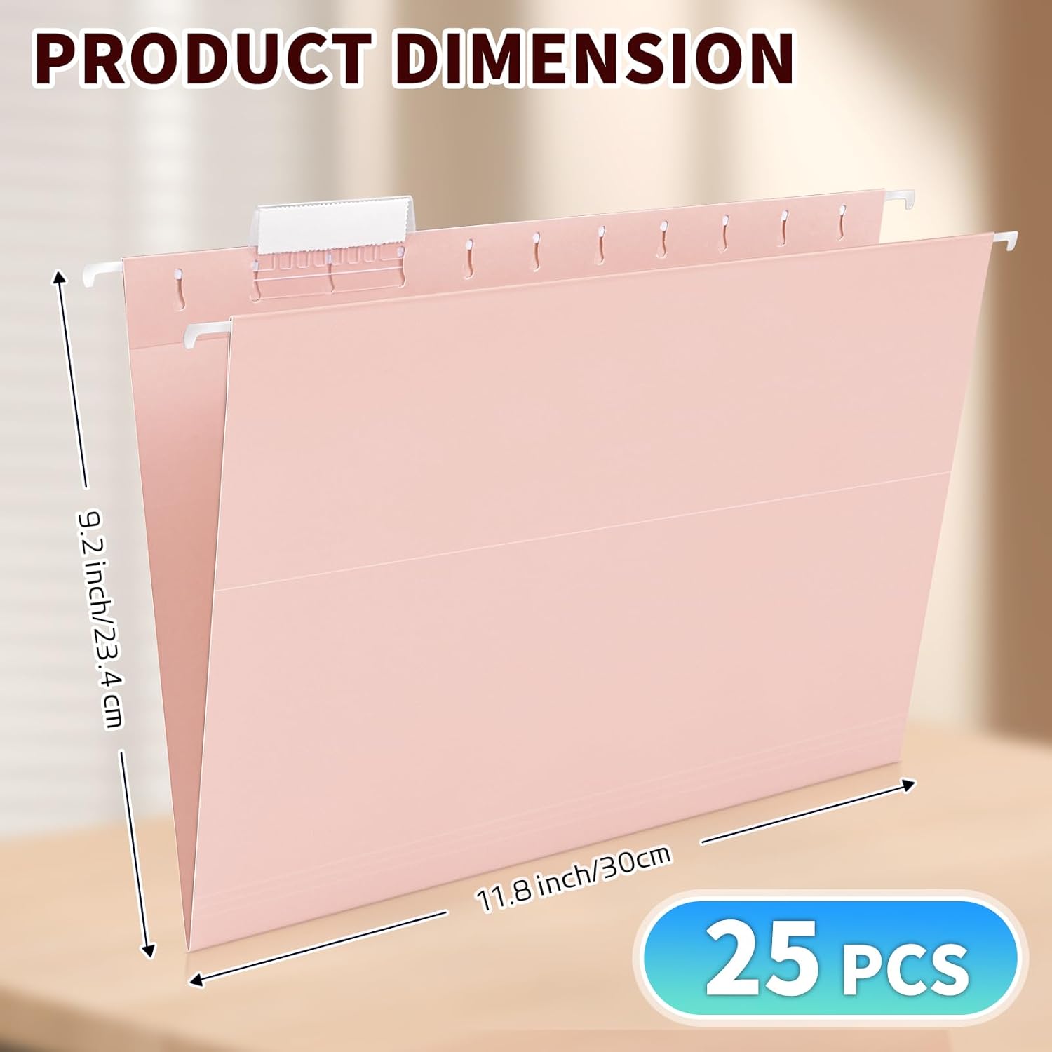 Alternative view of 25-Pack Pastel Hanging File Folders, Letter Size with 1/5-Cut Tabs, 35 Transparent Label Cards, 50 Sticker Labelsu2013Home Office & Filing Cabinets