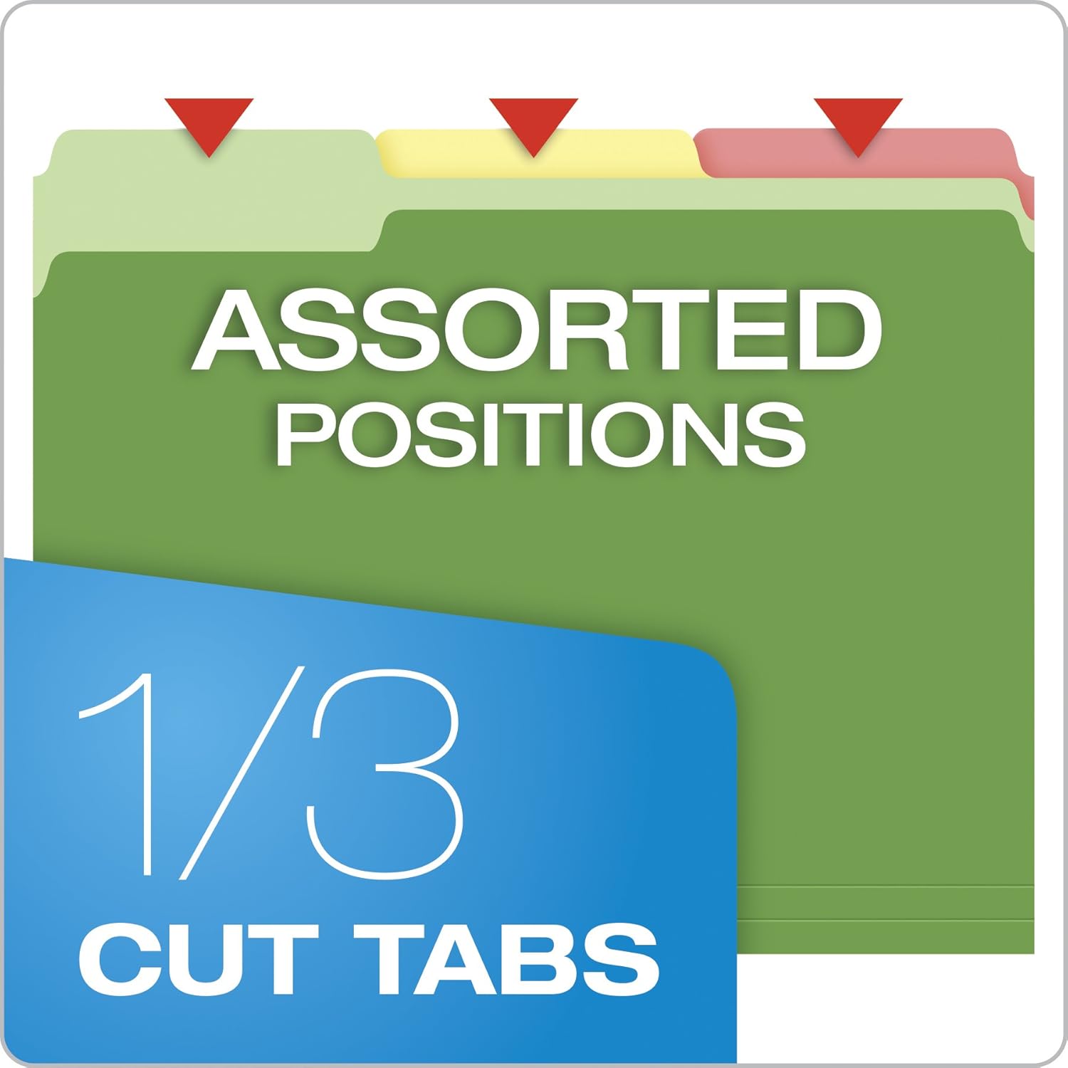 Pendaflex Two-Tone Color File Folders, Letter Size, Assorted Colors (Bright Green, Yellow, Red, Blue), 1/3-Cut Tabs, Assorted, 36 Pack (03086), 4-color