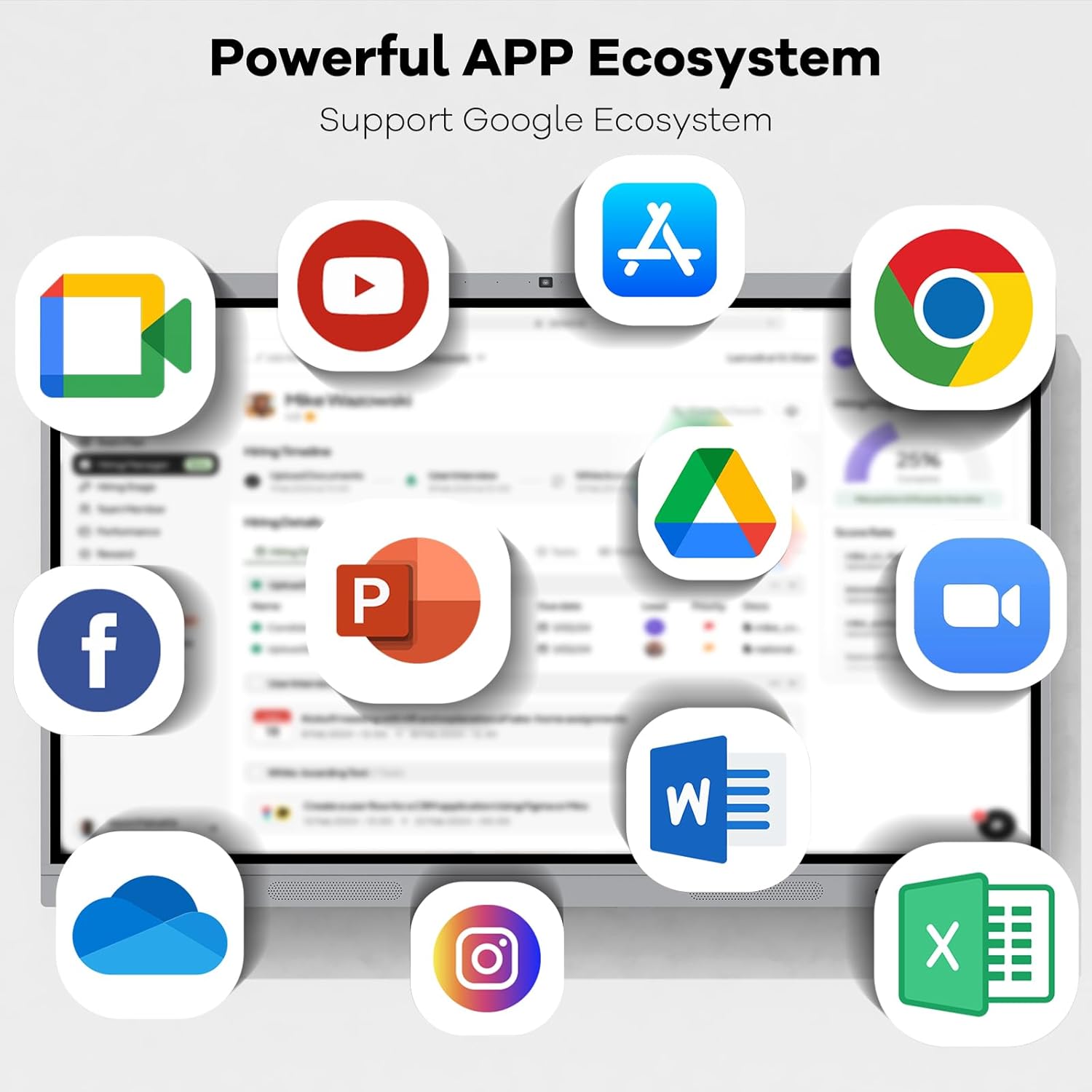 HLEC 55" Interactive Smart Board, 4K UHD Touchscreen Digital Whiteboard, Electronic All-in-One Computer for Classroom Home Office Studio Display, 20-Touch 13MP Camera(Wall Mount Included)