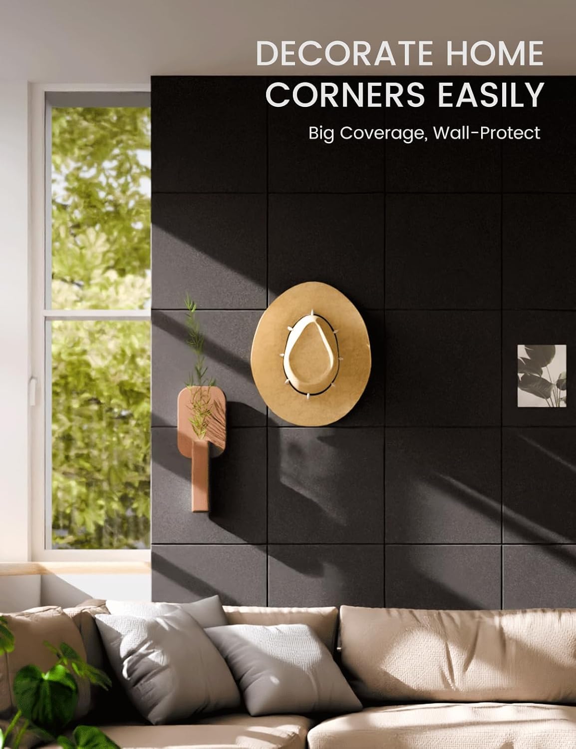 Alternative view of Fluxynara Large Felt Bulletin Board Large 48" x 36" Cork Board Alternative-12 Pack with 70 Safe Removable Adhesive Tabs, Cork Boards for Walls Cork Board for Home Office Classroom Pin Board - Black