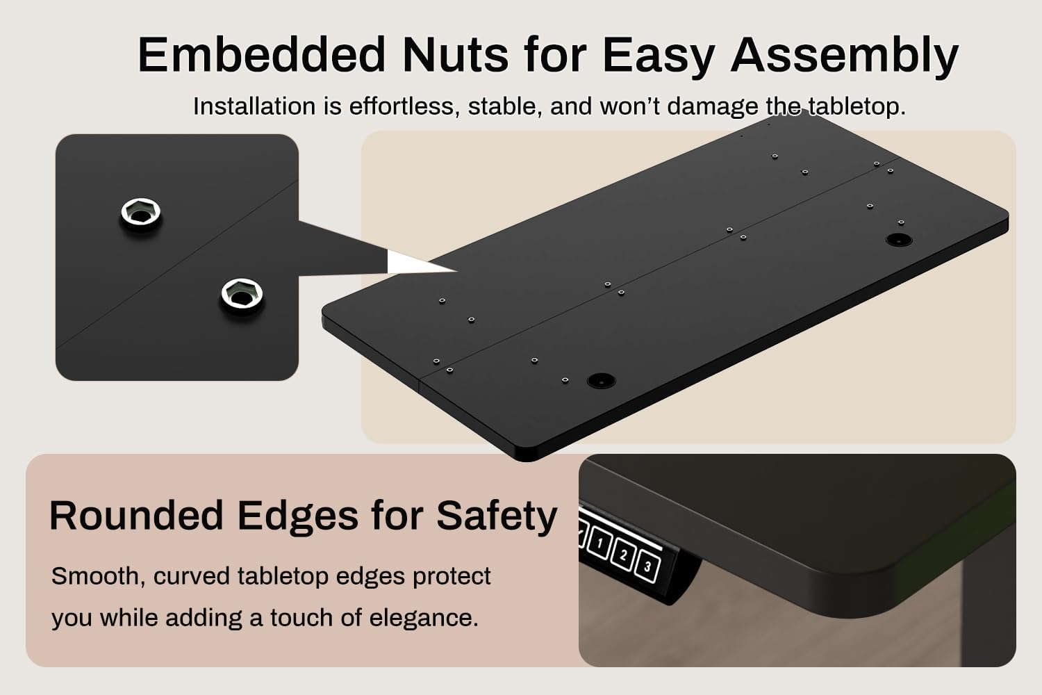 Alternative view of IRILIA Standing Desk Electric Height Adjustable Desk 39.37 x 23.6 Inches Sit Stand up Desk, Computer Home Office Desk Memory Preset with Two-Piece Desktop (Black, 40 * 24 Inch)