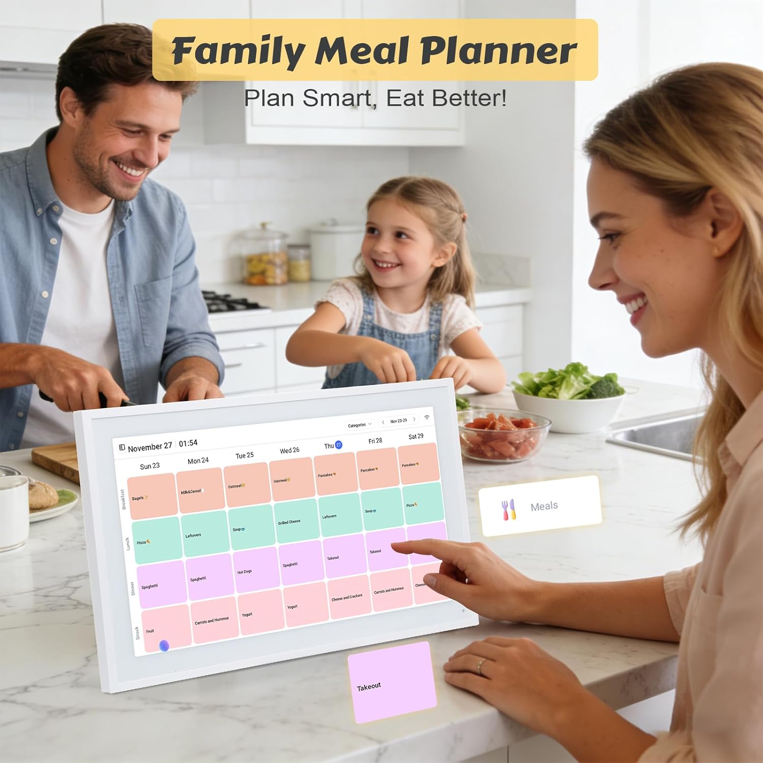 COMIX 15.6-inch Smart Digital Wall Calendar,Electronic Calendar with Touch Screen Display–Family Organizer for 2026 Schedules & Chore Charts,Includes Wall Mount,Ideal for Home & Office