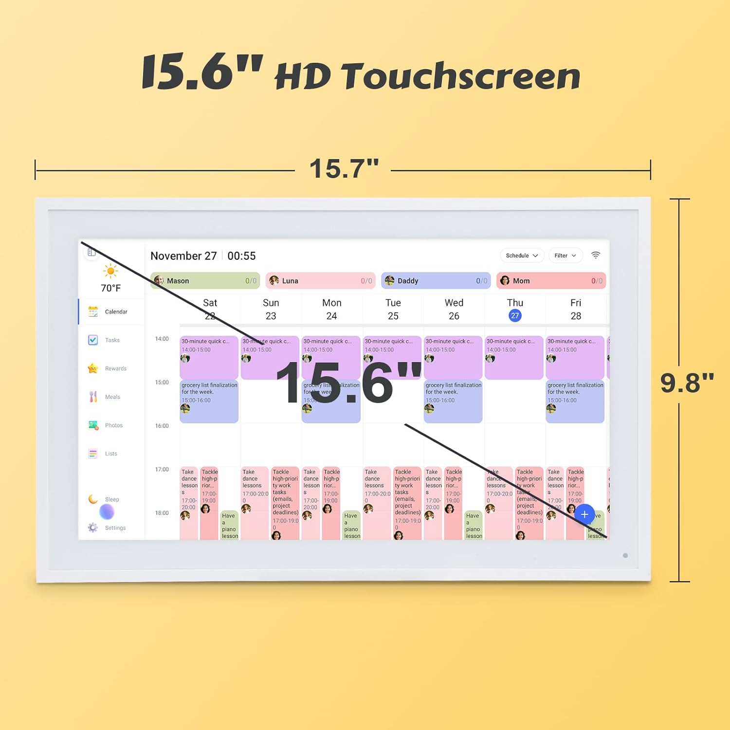 Alternative view of COMIX 15.6-inch Smart Digital Wall Calendar,Electronic Calendar with Touch Screen Display–Family Organizer for 2026 Schedules & Chore Charts,Includes Wall Mount,Ideal for Home & Office
