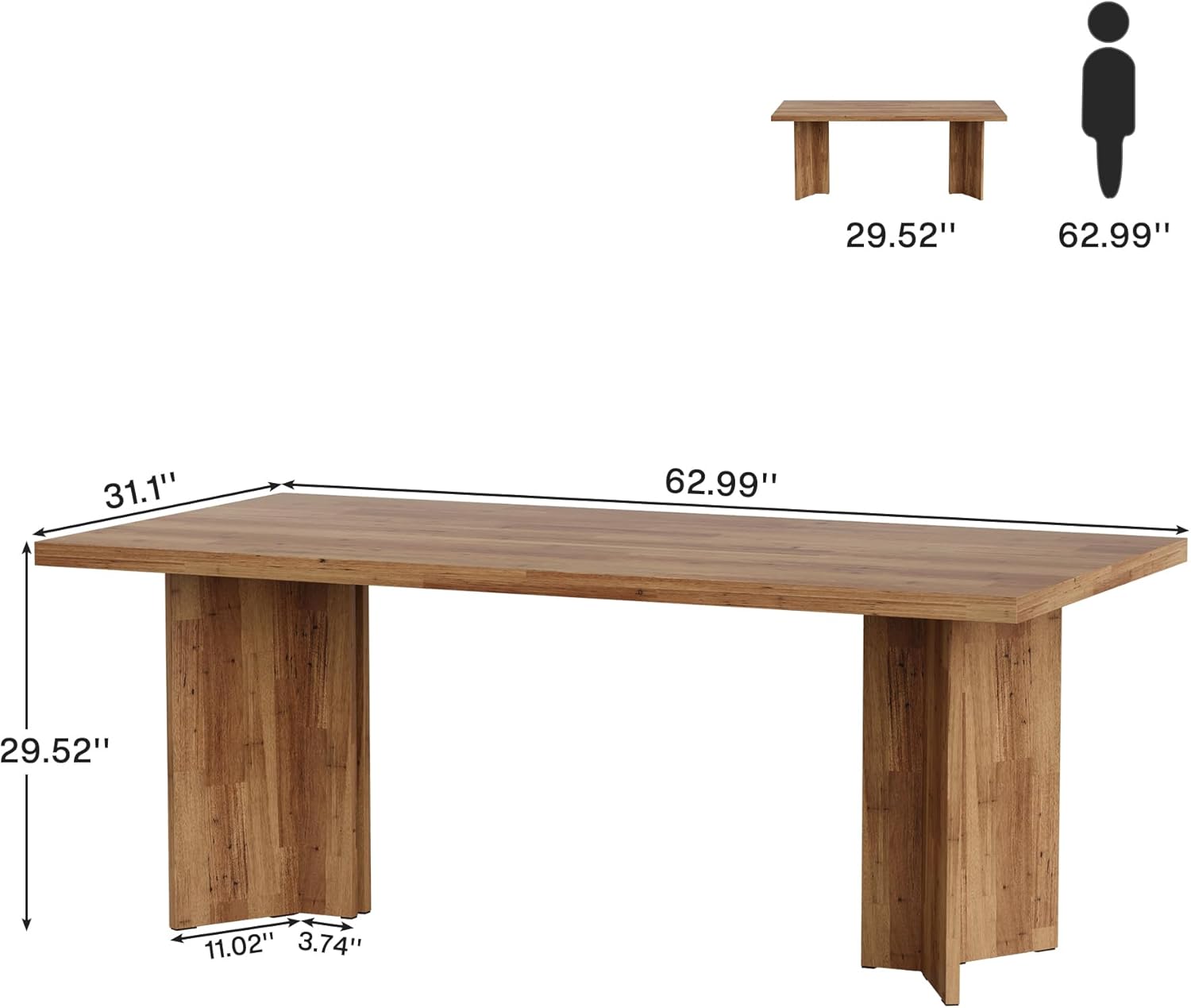 Tribesigns 63-inch Executive Desk, Vintage Home Office Computer Desk with Large Tabletop, Farmhouse Wood Writing Conference Table Workstation for Office, Study, Walnut Brown