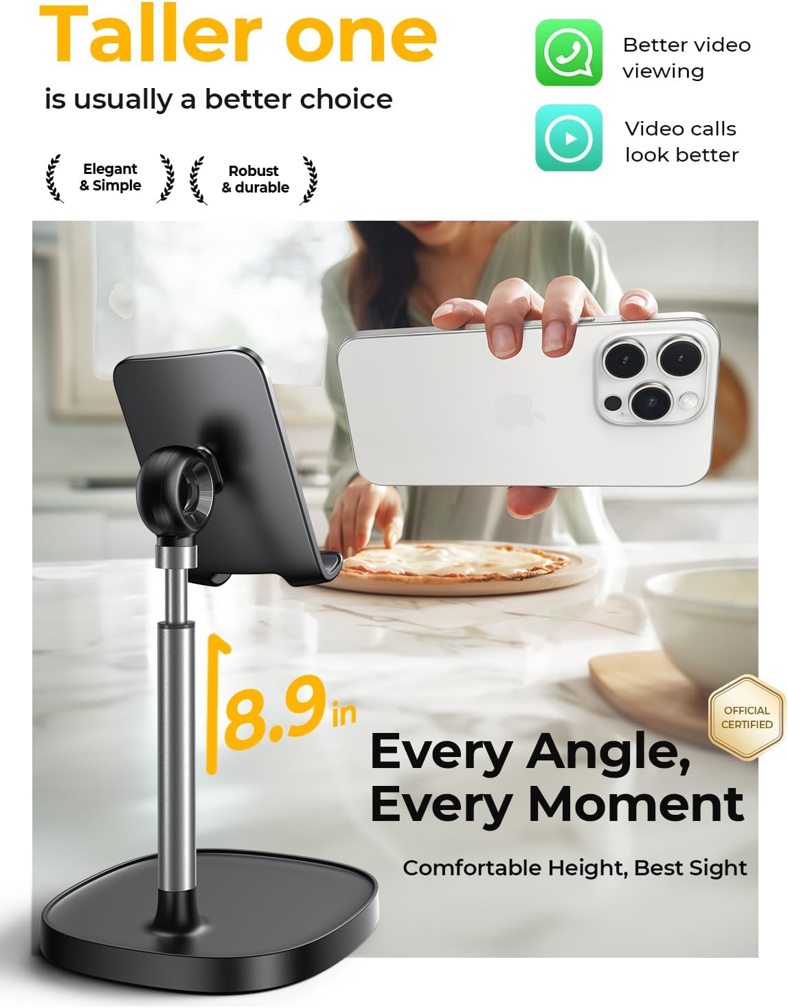 Alternative view of LISEN Cell Phone Stand Phone Holder for Desk Recording Office, Women Office Desk Accessories Gifts PC Gaming Essentials iPhone Stand Gadgets Fit OtterBox Case Switch iPad Air Tablet 4-10 in