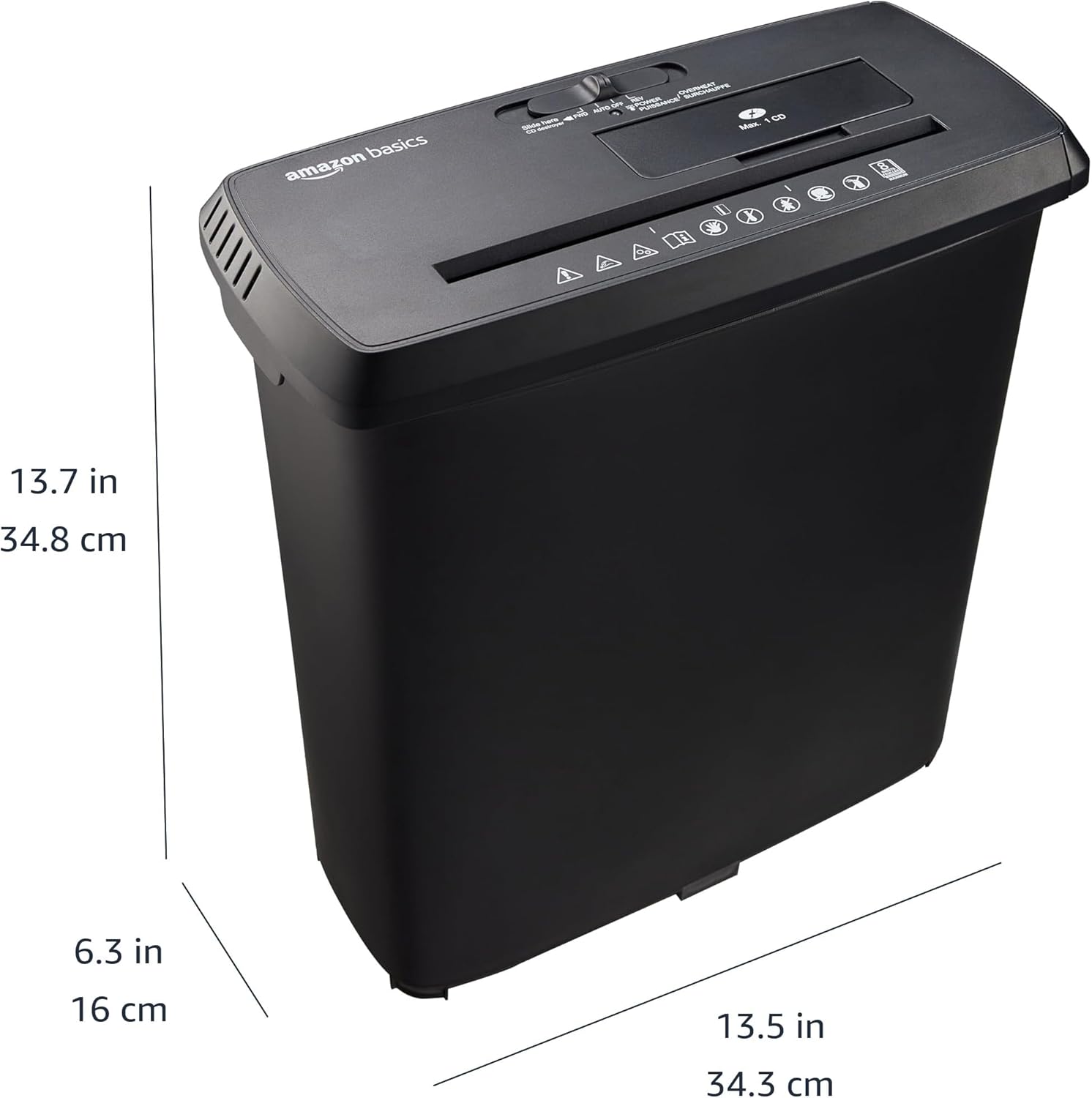 Alternative view of Amazon Basics Paper Shredder for Home and Office, 8-Sheet Strip Cut, CD/ Credit Card Shredder, 3.4 Gallon Wastebasket , Black