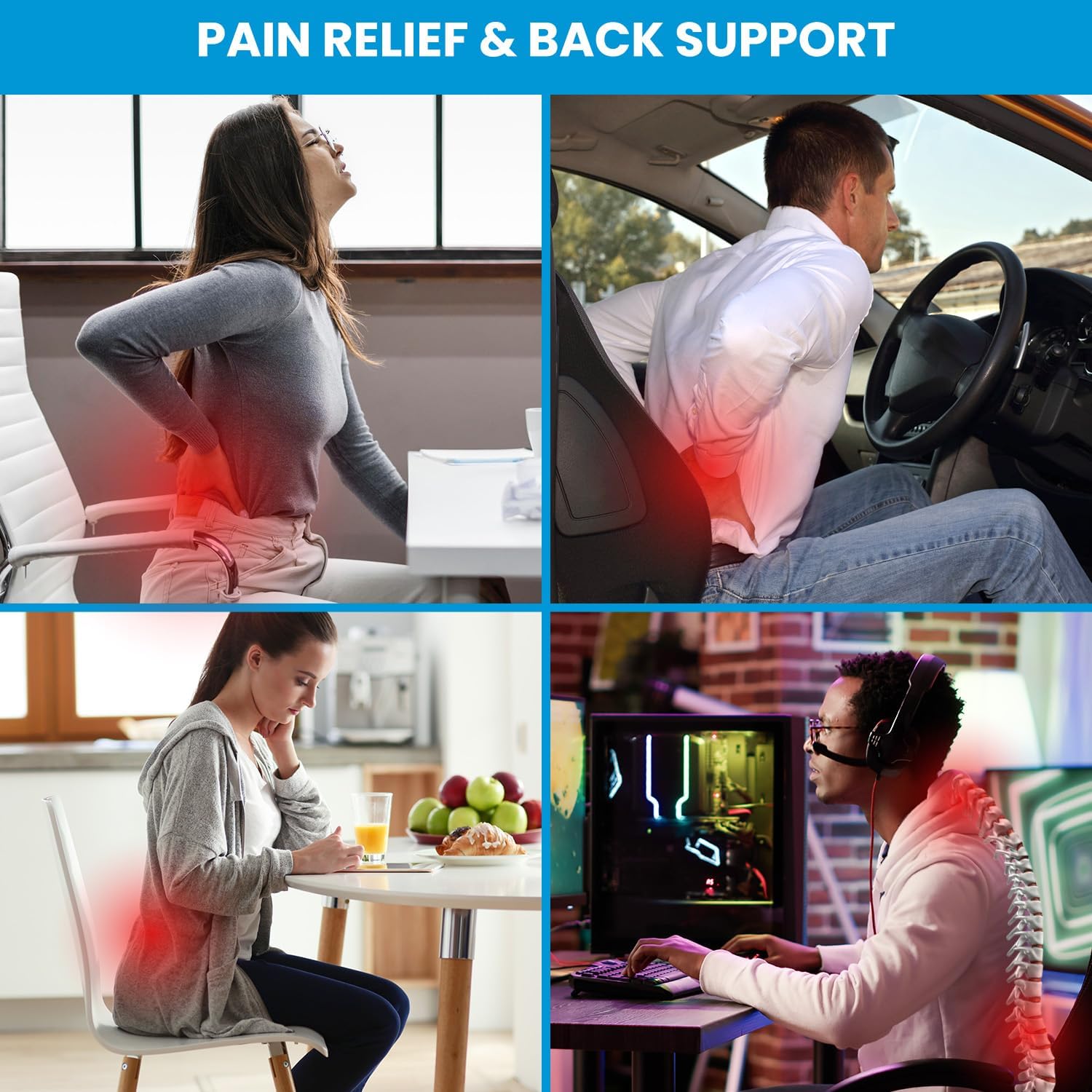Alternative view of Lumbar Support Pillow for Office Chair, Office Home Essentials,Gifts for Mom,Dad, Back Support Pillow for Car, Chair Cushions,Back Pain Relief Improve Posture,Mesh Cover Double Adjustable Straps