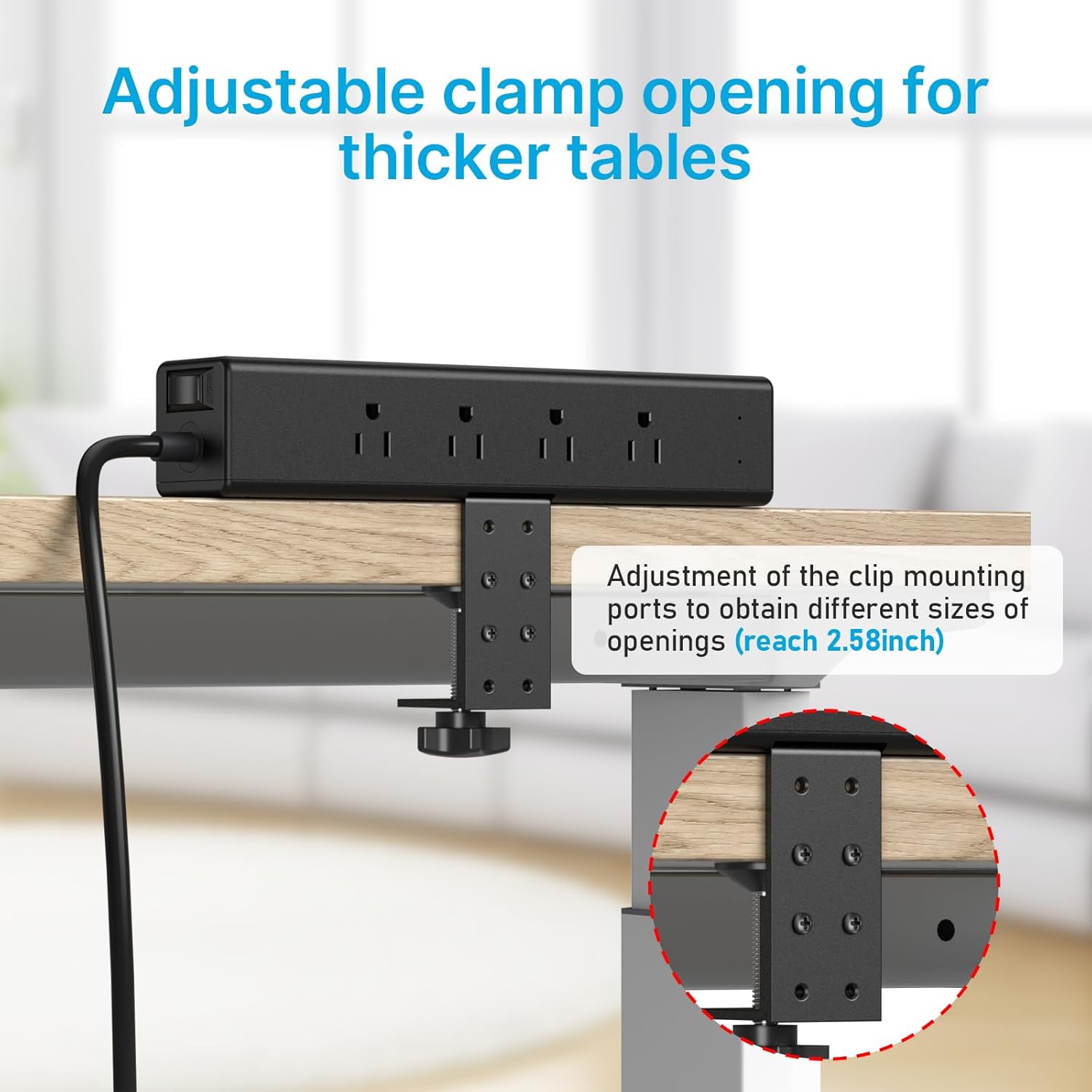 Alternative view of CCCEI Desk Outlet Station 20W USB C Port. 12 Outlet Desktop Clamp Power Strip Surge Protector 4800J with Switch. Nightstand Office Standing Desk Accessories, Fit Thicker Table Edge or Screw Mount, 6FT