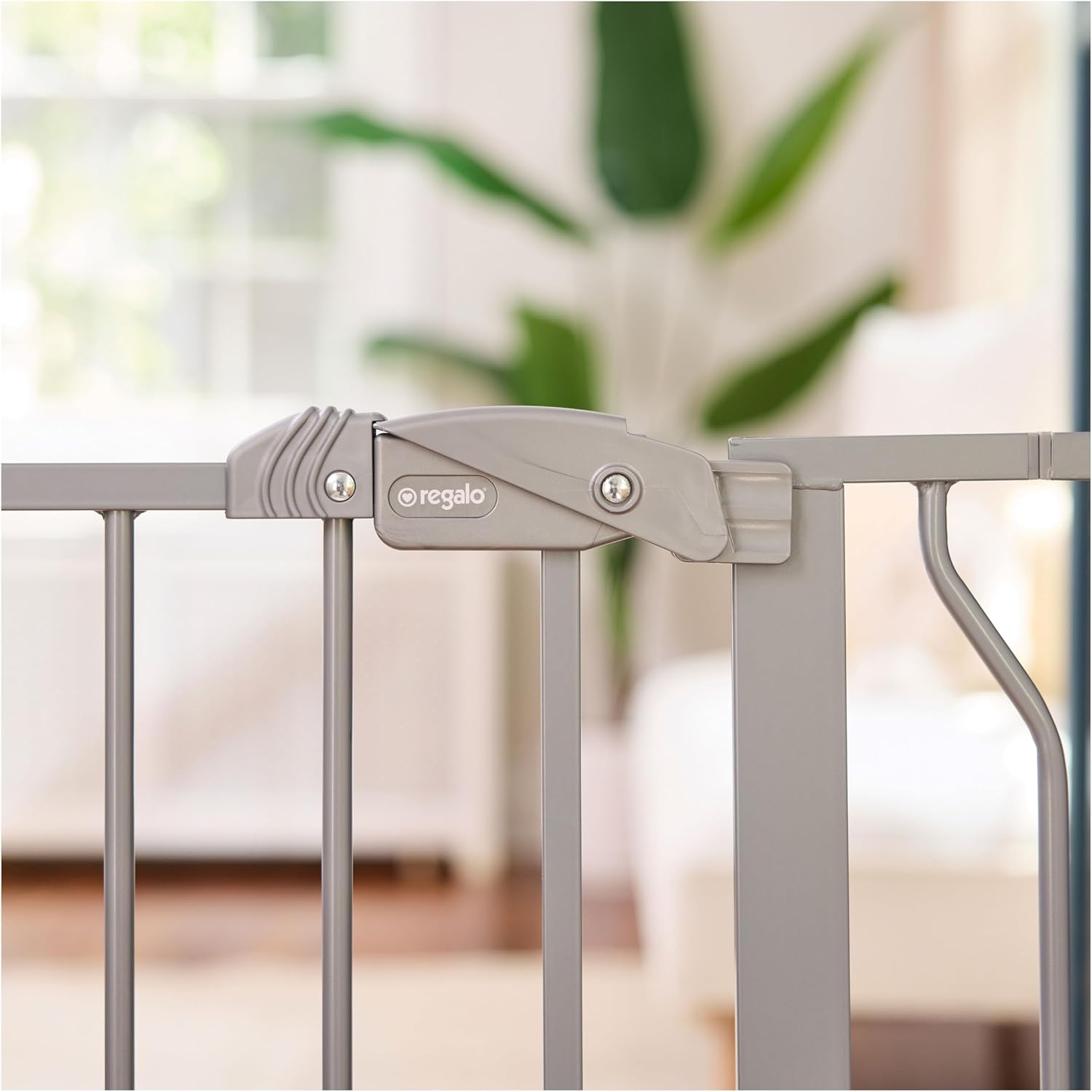 Alternative view of Regalo Easy Step 49-Inch Extra Wide Baby Gate, Includes 4-Inch and 12-Inch Extension Kit, 4 Pack of Pressure Mount Kit and 4 Pack of Wall Mount Kit, Platinum