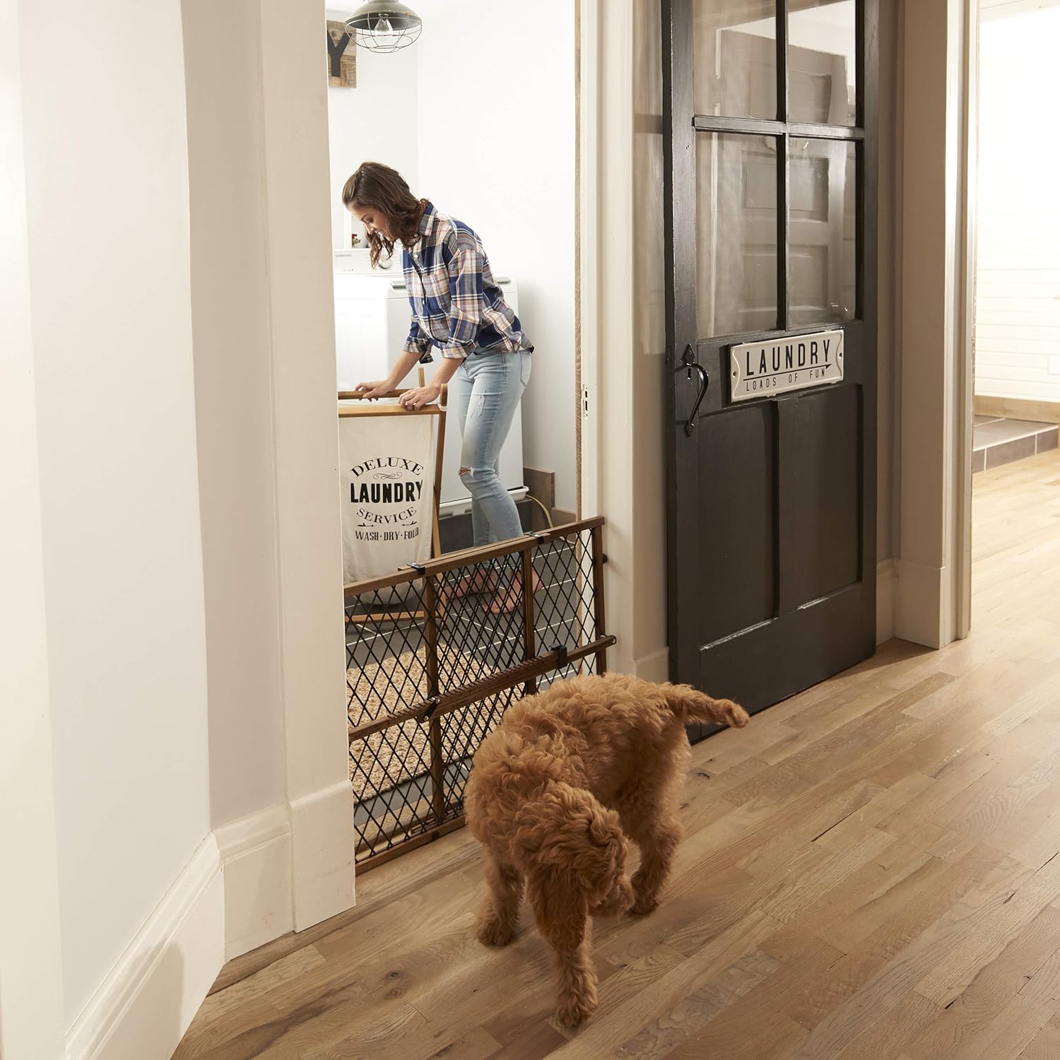 Position & Lock Adjustable Wood Baby Gate (Farmhouse Collection)