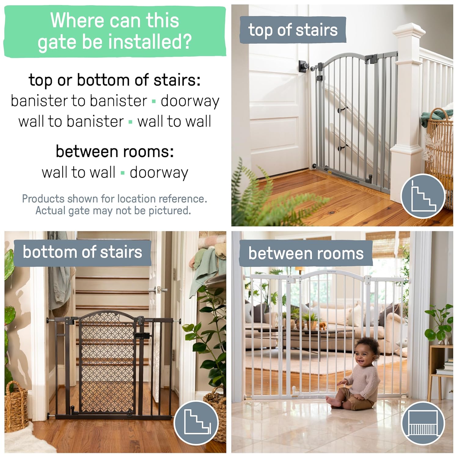Alternative view of Summer Infant Extra Tall Decor Safety Pet and Baby Gate, 28u201D - 38.25u201D Wide, 36" Tall, Install In-between Rooms, Doorways and Stairways, 20u201D Wide Door Opening - Gray