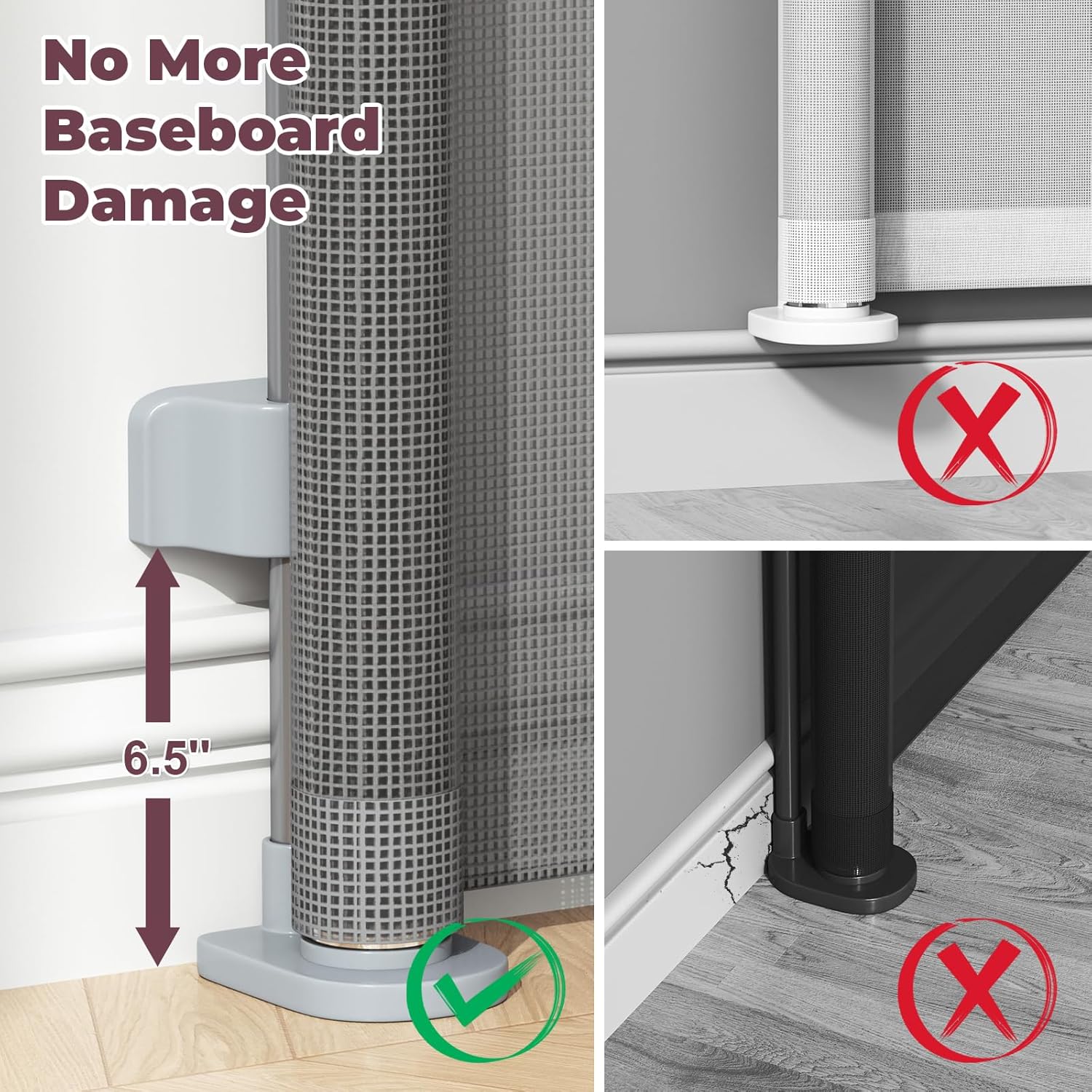 Alternative view of Cideny Retractable Baby Gate for Stairs, 55" Wide Mesh Dog Gate Indoor, 34" Tall Child Gate for Doorways, Hallways, Deck, Indoor Outdoor Pet Baby Safety Essentials for Home, Grey