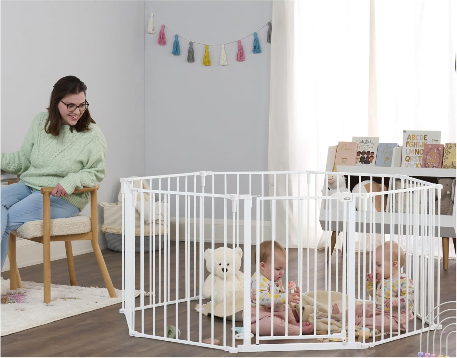 Regalo SAFETY 194-Inch Super Wide Baby Gate & Play Yard, 2-in-1 Convertible Extra Wide Safety Barrier, Hardware Mounted for Toddlers & Pets, American Designed, American Owned, For Children 6-24 Months