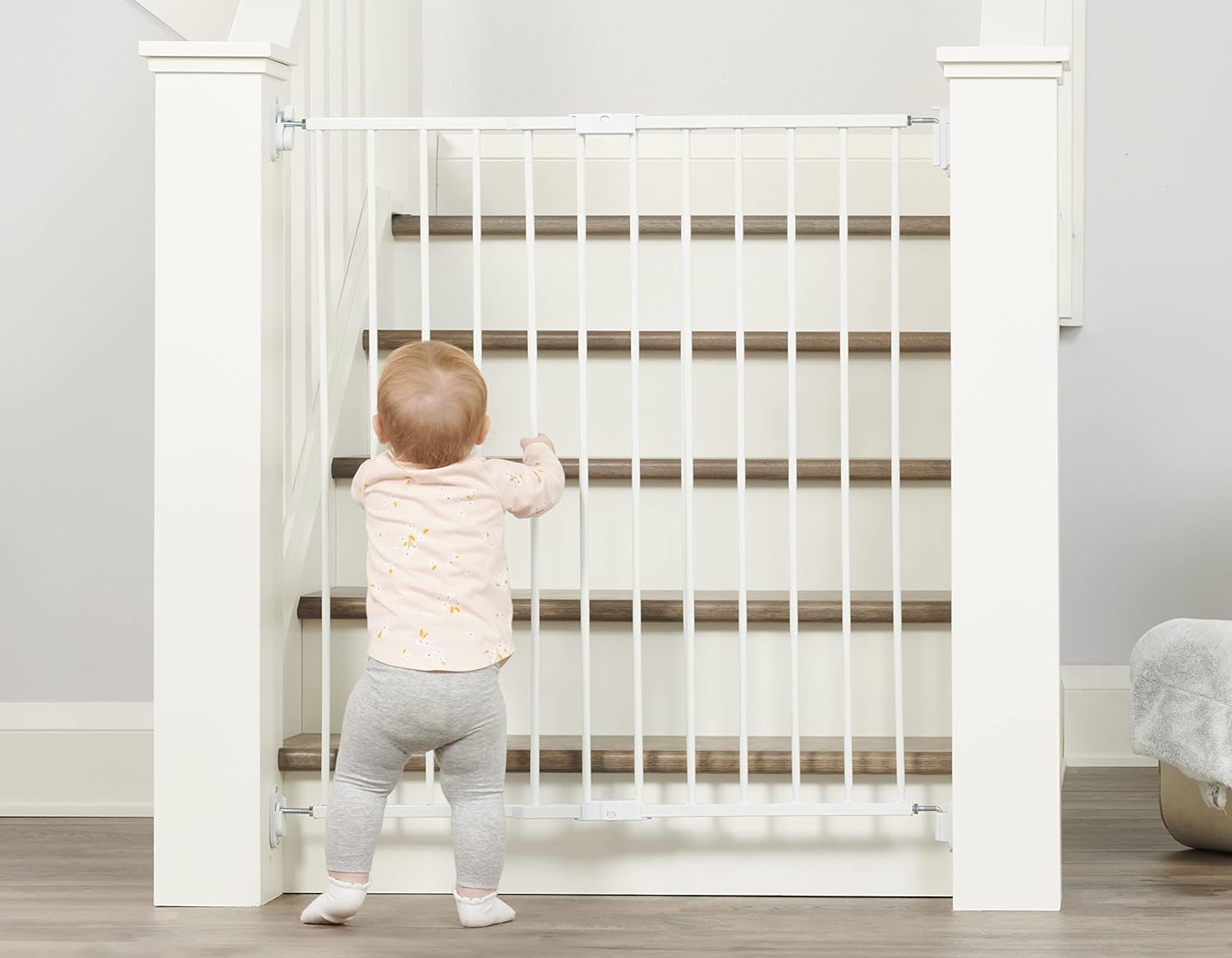 Regalo 2-in-1 Extra Tall Easy Swing Stairway and Hallway Walk Through Baby Gate, White, 24" - 40.5" Wide