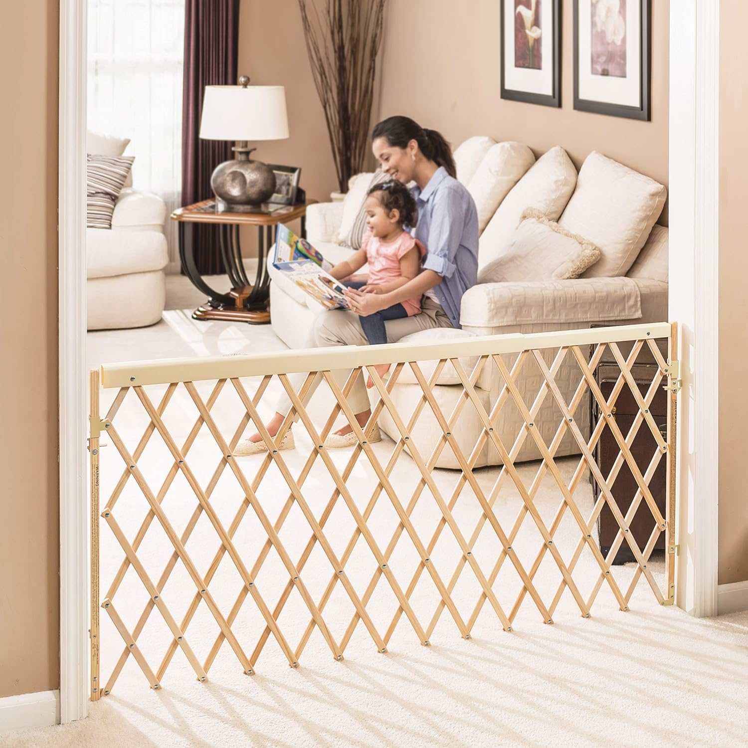 Evenflo Expansion Walk-Thru Room Divider Baby Gate (Natural Wood)