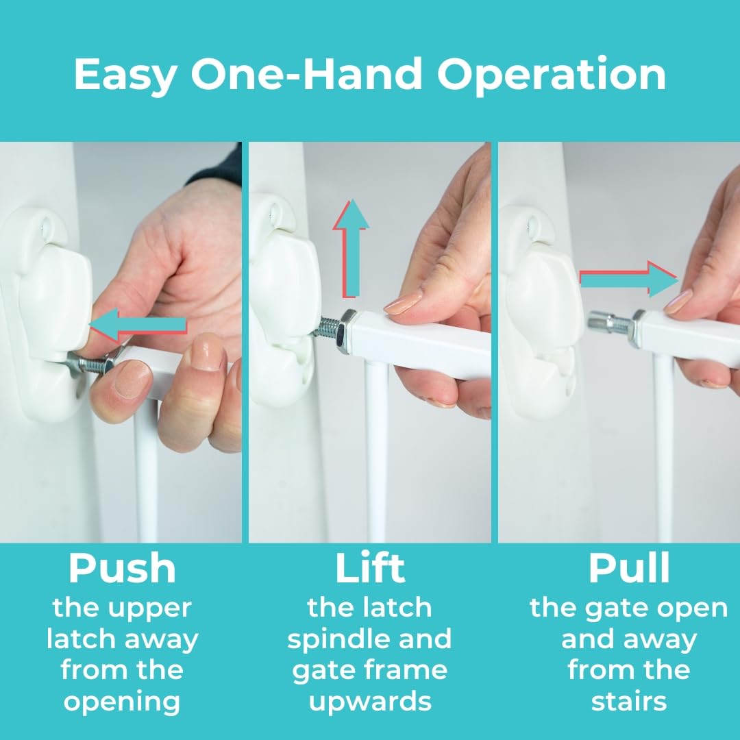 Alternative view of Toddleroo by North States Essential Stairway & Walkway Gate, White Metal, Hardware Mounted Baby Gate for Stairs, 30" Tall, Adjustable 24.5-40.25", Removable Baby Gates for Stairs, Stair Gate