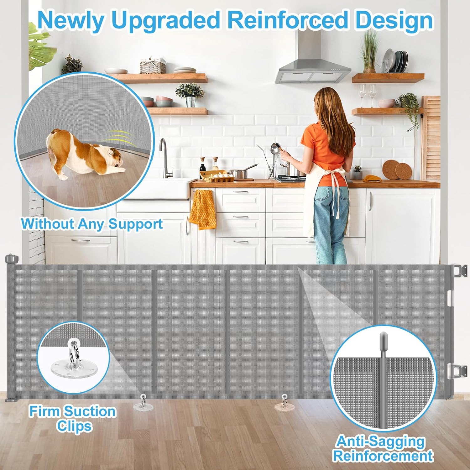 Alternative view of Upgrade 120 inch Retractable Baby Gates, EZIGO Extra Wide Baby Gate for Large Opening Extra Long Mesh Gate for Kids or Pet Dog Gate Child Safety Gate for Stairs Hallways Doorway Indoor Outdoor, Gray