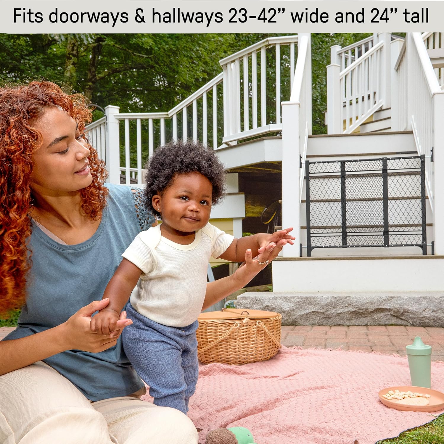 Ingenuity Doorway 42W Series Dog and Baby Gate, Indoor Outdoor, Won't Rust or Fade, Plastic Panel, Fits 23-42" Openings, 24u201D Tall