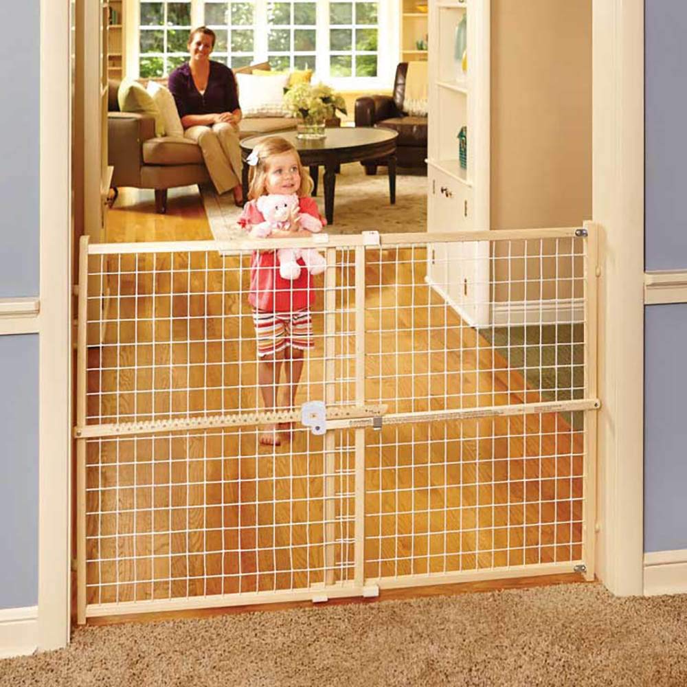 Toddleroo by North States - Quick-Fit Extra-Wide Wire Mesh Wooden Baby Gate: Pressure Mounted Baby Gate for Doorways - Adjustable 29.5 to 50 Inches Wide - 31 Inches Tall - Image 3