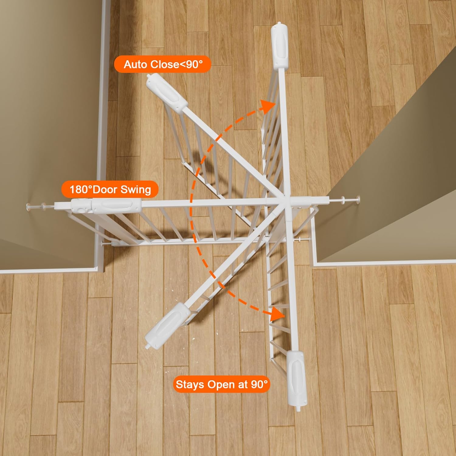 Alternative view of HOOOEN Small Narrow Baby Gate for Stairs Doorways Hallways 24 Inch to 29 Inch Wide Pressure Mounted Baby Gate Walk Through Child Gates for Kids or Pets Indoor Safety Gates