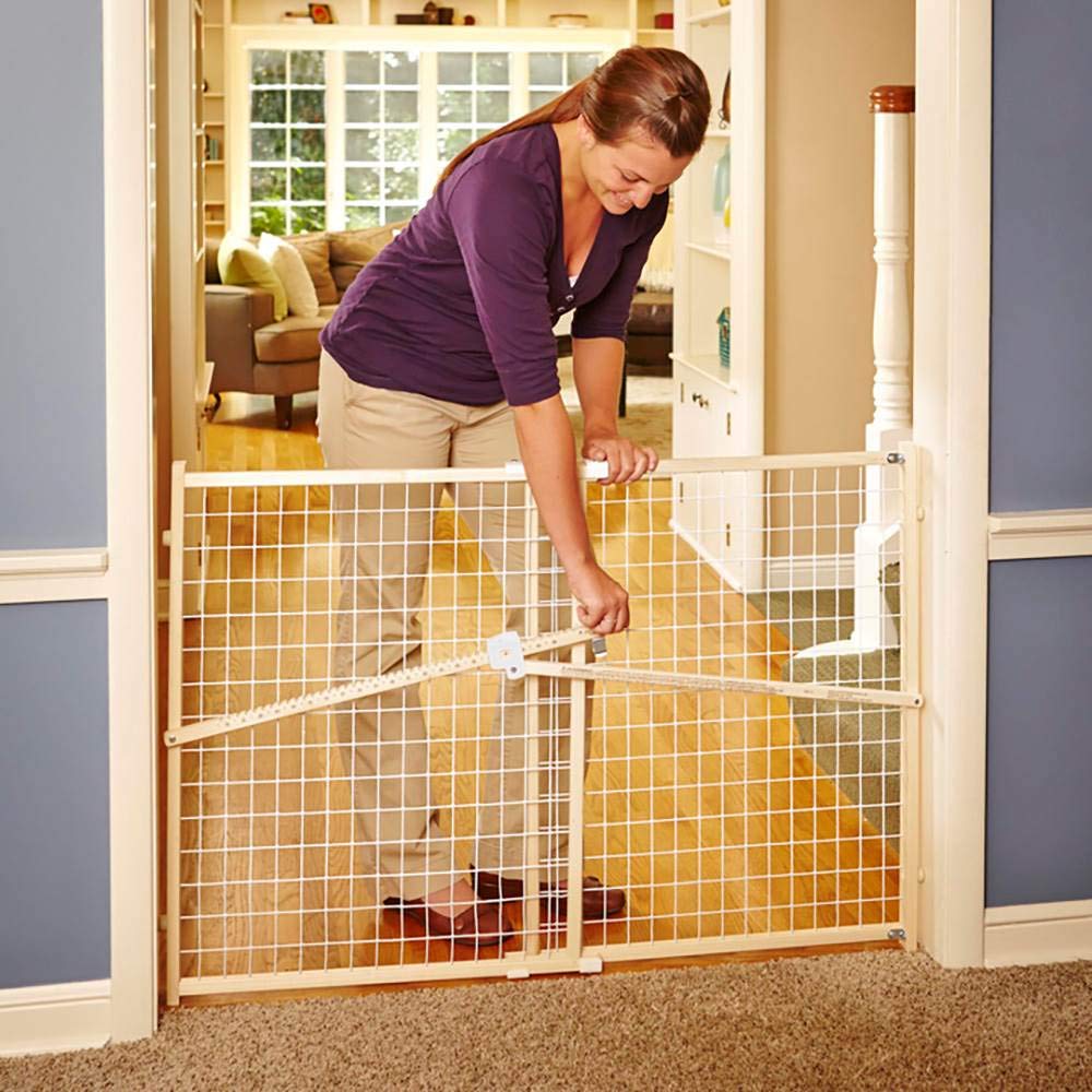 Toddleroo by North States - Quick-Fit Extra-Wide Wire Mesh Wooden Baby Gate: Pressure Mounted Baby Gate for Doorways - Adjustable 29.5 to 50 Inches Wide - 31 Inches Tall - Image 6