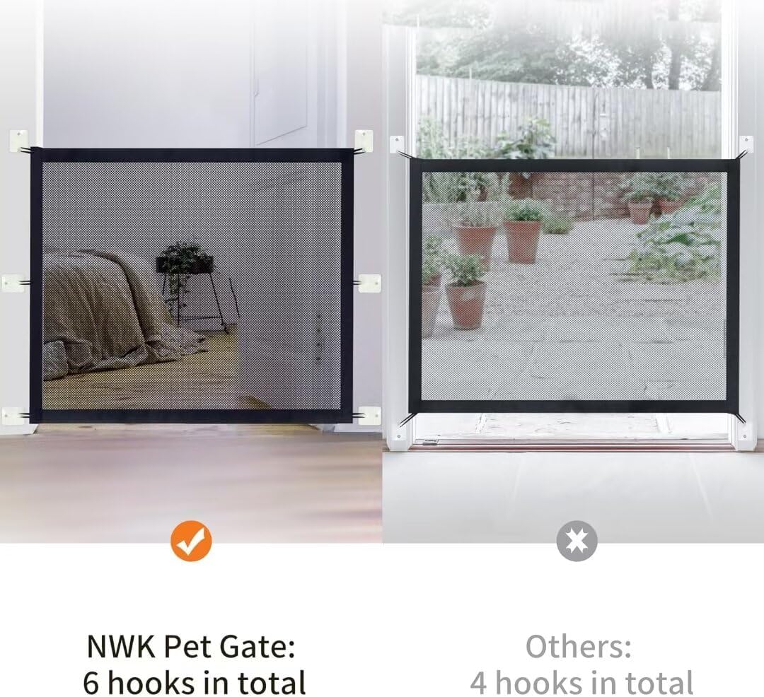 Alternative view of NWK Magic Dog Gate for Stairs Pet Gate for The House Providing a Safe Enclosure for Pets to Play and Rest, 6 Hooks Design (30'' X 43'')