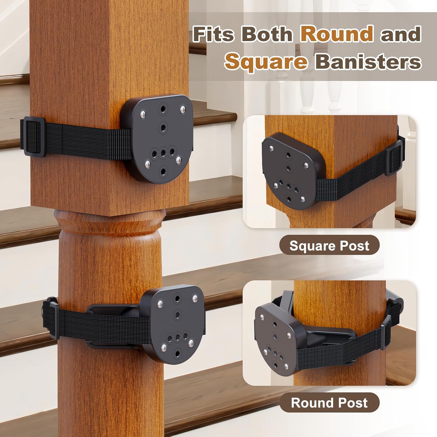 Alternative view of Upgraded Retractable Baby Gates for Stairs & Banister, Mesh Dog Gate Indoor, Extends to 55" Wide 33" Tall, Child Safety Gate for Stairway, Banister & Wall Mount (Black)