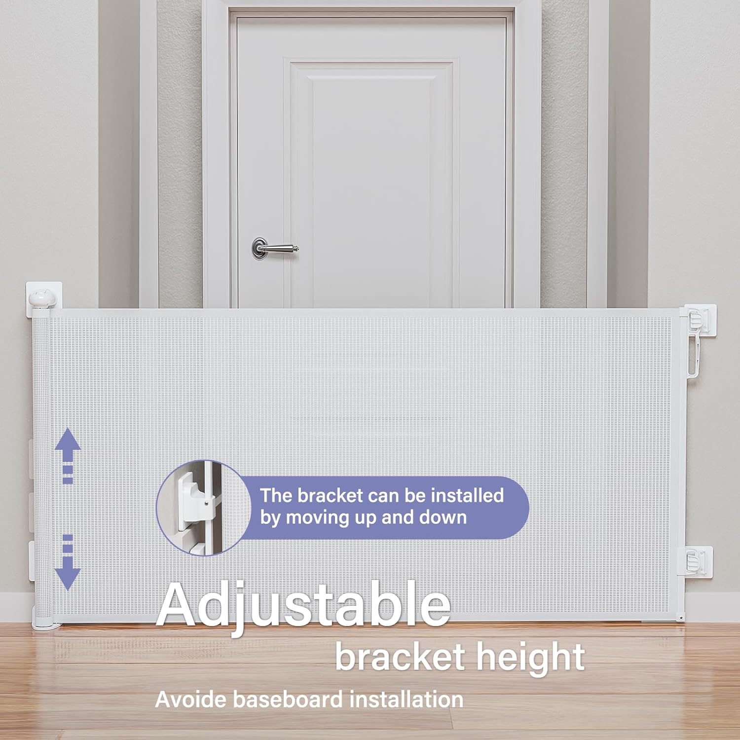 Alternative view of Retractable Baby Gates No Drilling, PRObebi Retractable Dog Gate for The House Extends to 54" Wide 33" Tall, Gates for Baby Indoor, Stair Gate for Outdoor, Staris, Hallways, Doorways, Deck, Porch