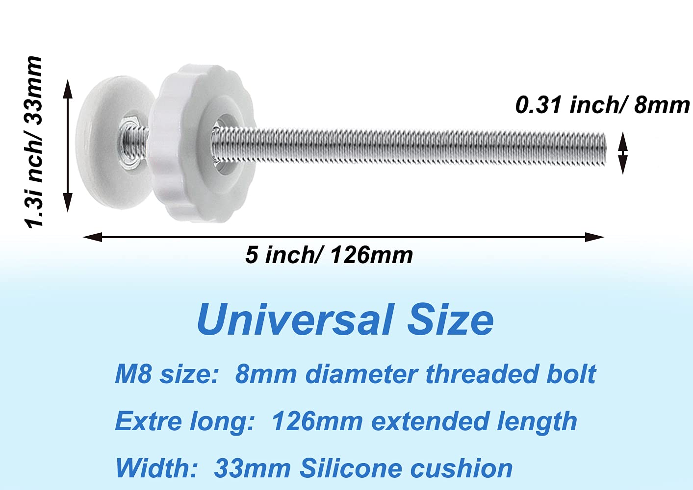 Alternative view of 4Pcs Universal Baby Gate Threaded Spindle Rod, M8 (8mm) Replacement Bolt Part for Pet Pressure Mounted Safety Gates, Extra Long Baby Tension Gate Extender (White)