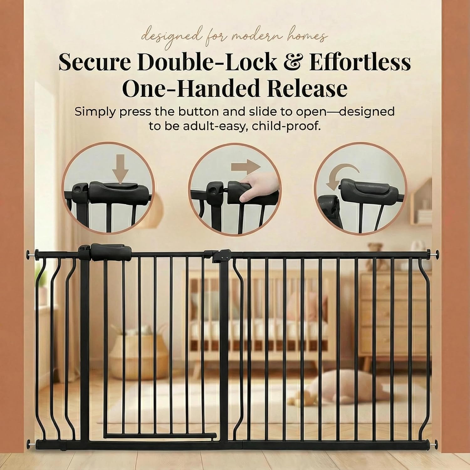 Vothco Extra Wide 76.4-81 Inch Large Baby Gates for Stairs, Doorways - No Drilling, Pressure Mounted Pet Gates for Kids & Dogs - Image 3