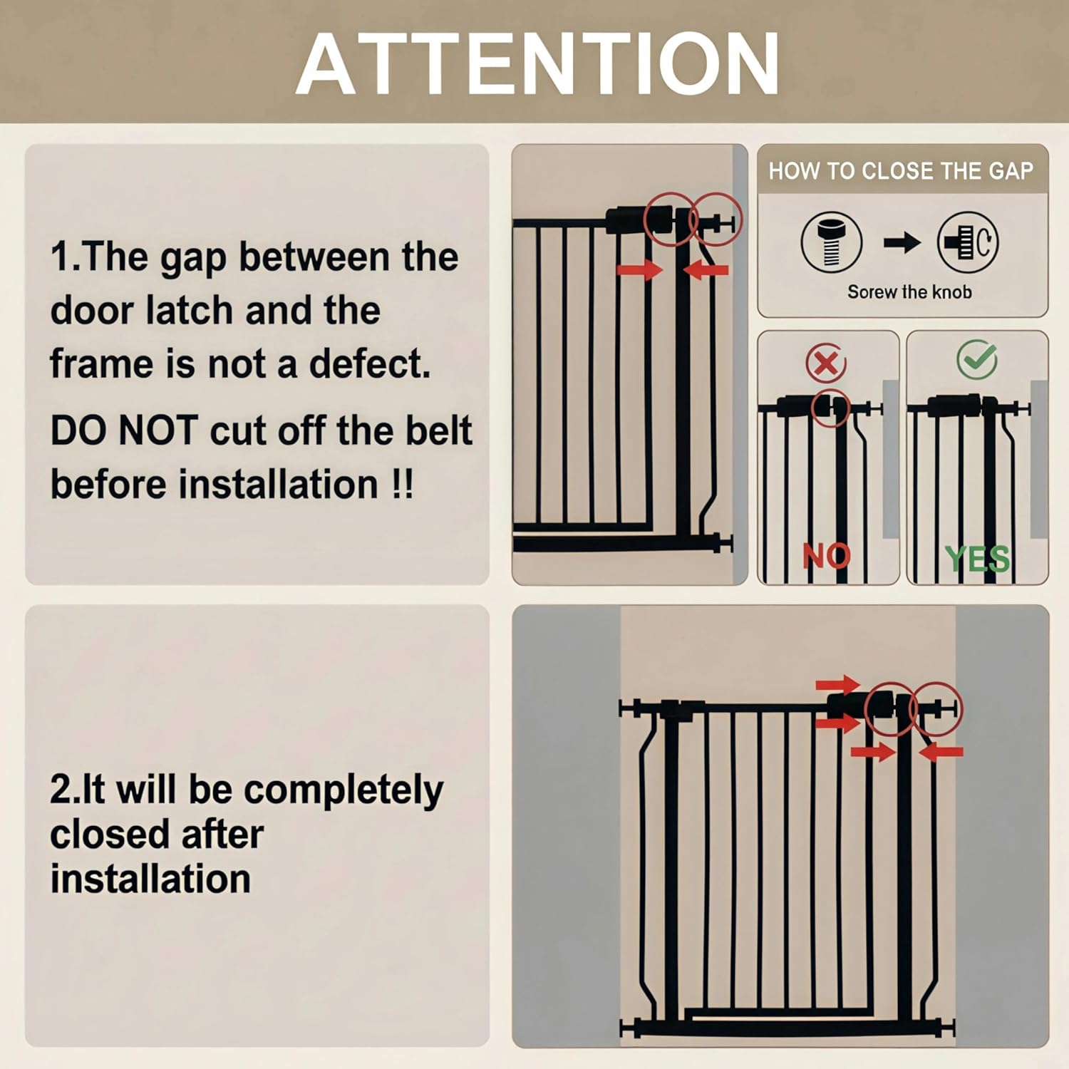 Vothco Extra Wide 76.4-81 Inch Large Baby Gates for Stairs, Doorways - No Drilling, Pressure Mounted Pet Gates for Kids & Dogs - Image 6