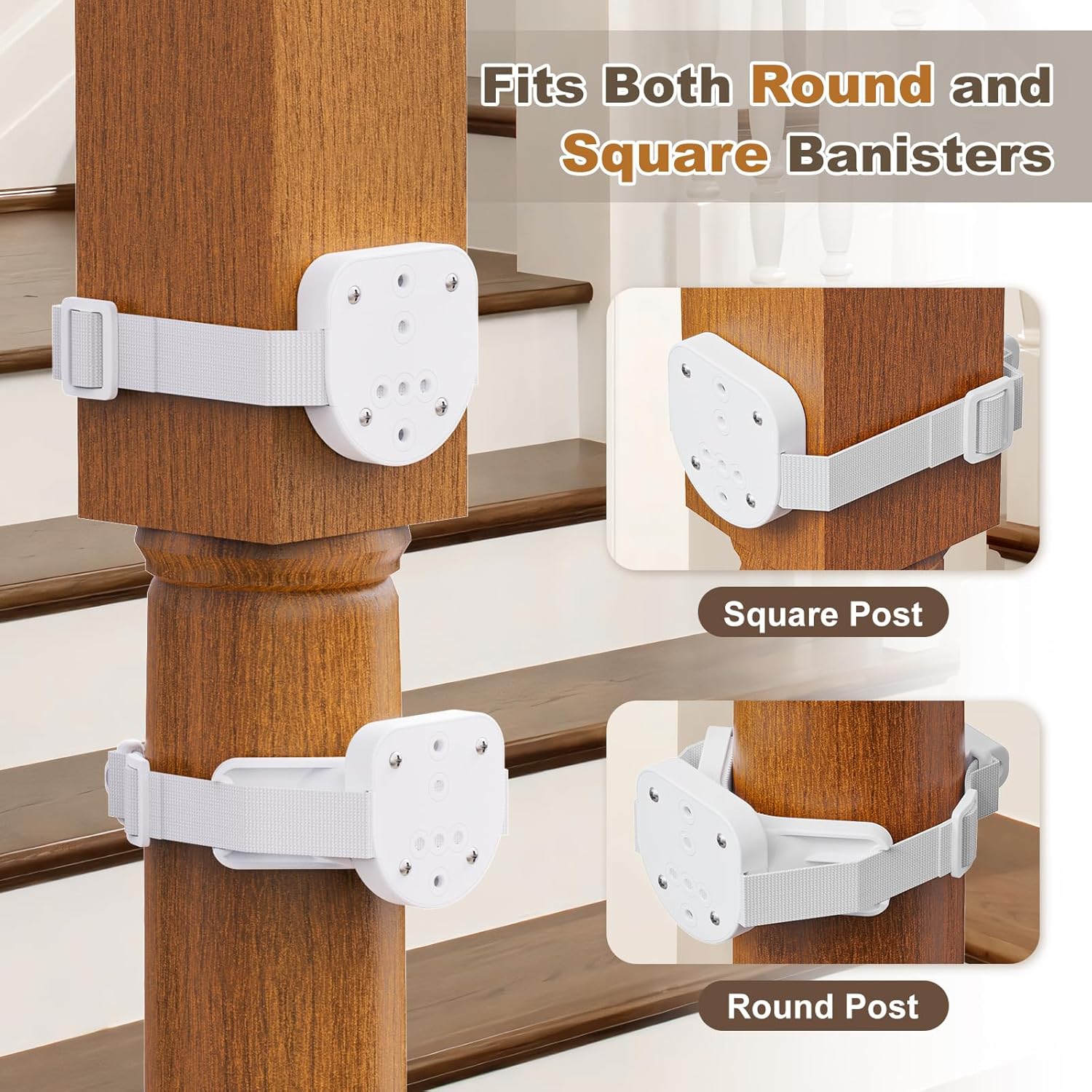 Alternative view of Upgraded Retractable Baby Gates for Stairs & Banister, Mesh Dog Gate Indoor, Extends to 55" Wide 33" Tall, Child Safety Gate for Stairway, Banister & Wall Mount (White)