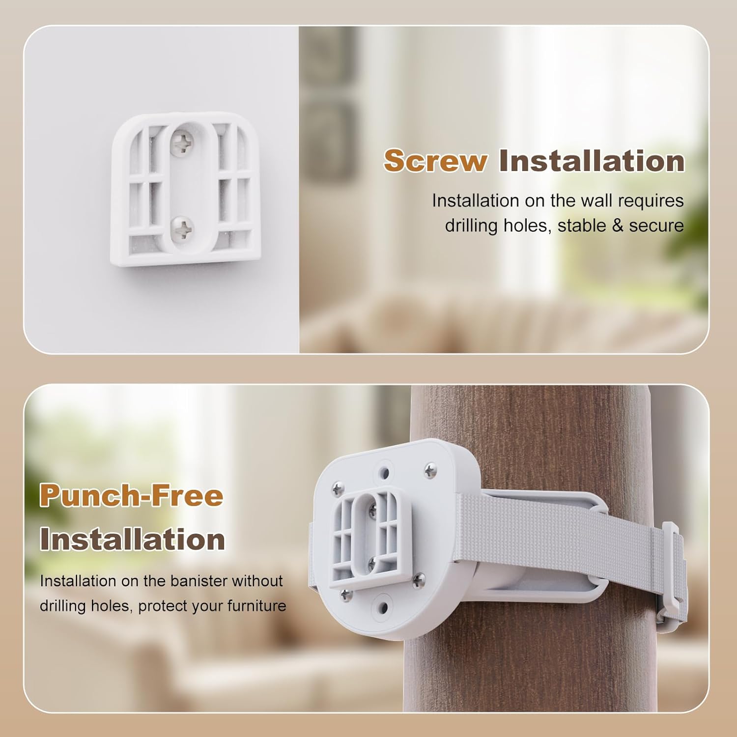 Upgraded Retractable Baby Gates for Stairs & Banister, Mesh Dog Gate Indoor, Extends to 55" Wide 33" Tall, Child Safety Gate for Stairway, Banister & Wall Mount (White) - Image 7