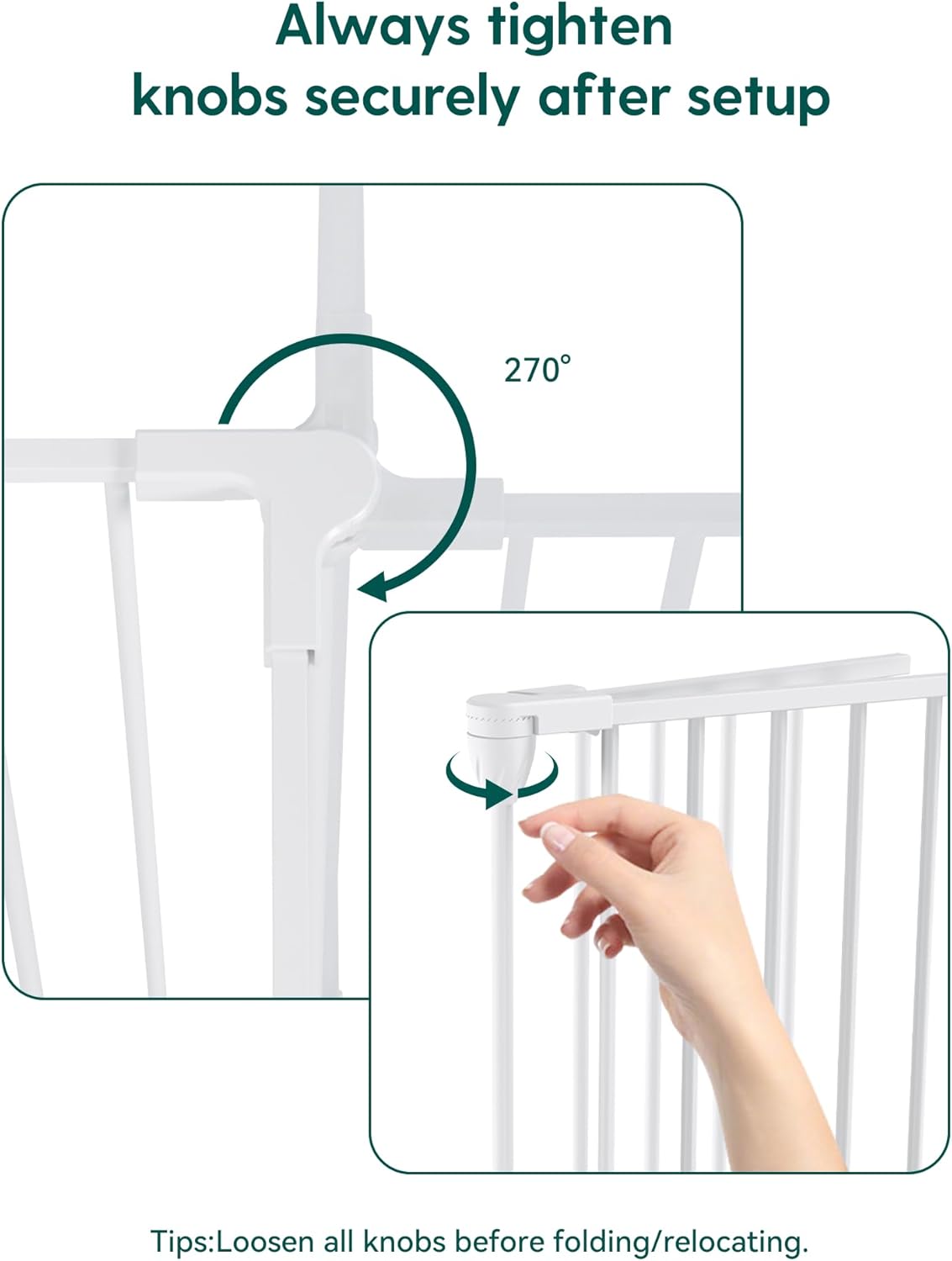 Alternative view of Babelio 15.5" Baby Gate Extension for Foldable Extra Wide Gates, 30" Tall Metal Dog Fence Extension, White
