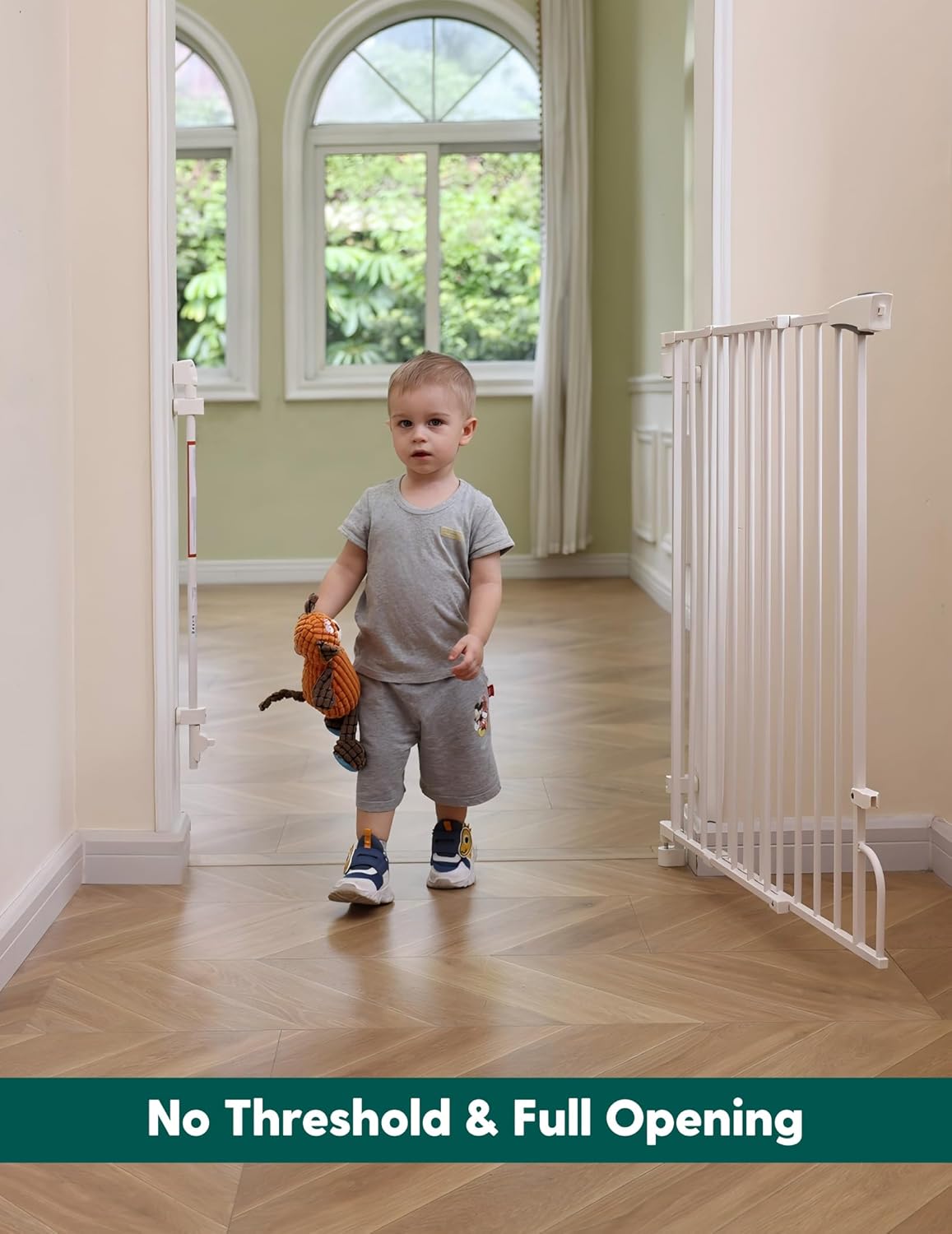 Alternative view of Babelio Removable & No Bottom Bar Baby Gate, 29-43" Hardware Mounted (Drill Needed)| Wide Walk-Thru| Auto-Close Safety Dog/Pet Gate for Stairs & Doorways (White, 29-43" W, 30" H)