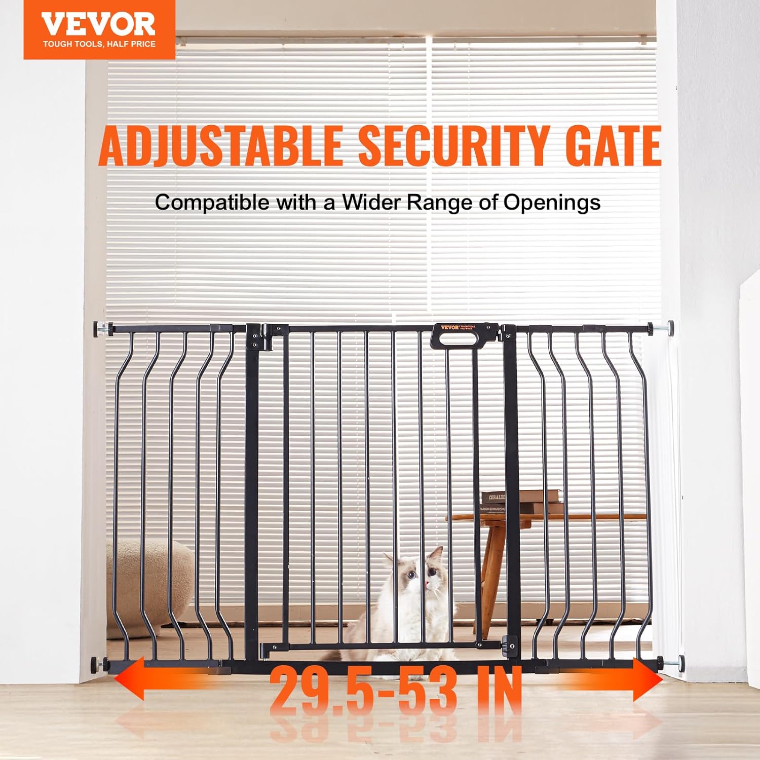 Alternative view of VEVOR Baby Gate, 29.5"-53" Extra Wide, 30" High, Dog Gate for Stairs Doorways and House, Easy Step Walk Thru Auto Close Child Gate Pet Security Gate with Pressure Mount Kit and Wall Mount Kit, Black