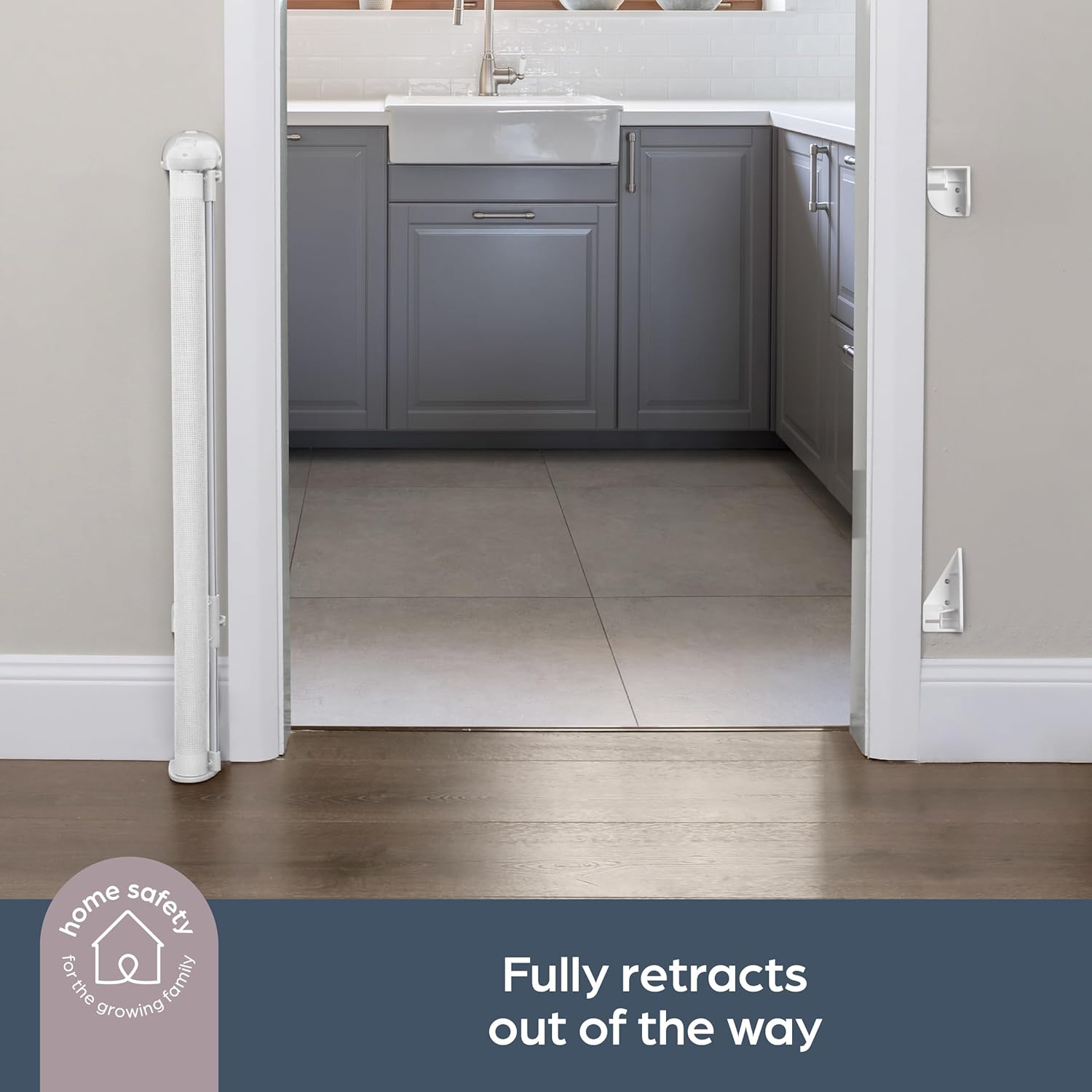 Alternative view of Dreambaby Glide N Hide 35'' Extra Tall, 55'' Wide Retractable Baby Gate - Ideal for Stairs, Doorways & Halls, Durable Mesh, EZY-Check Indicator, Dog & Pet Gate