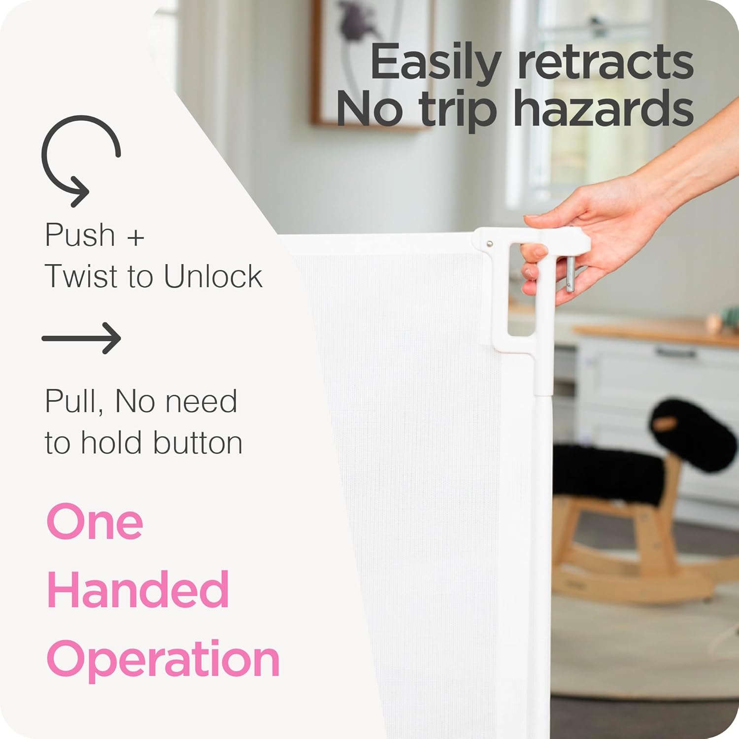 Perma Child Safety Indoor Outdoor Ultimate Retractable Baby Gate, 38.6" Tall Extends to 79" Wide, White