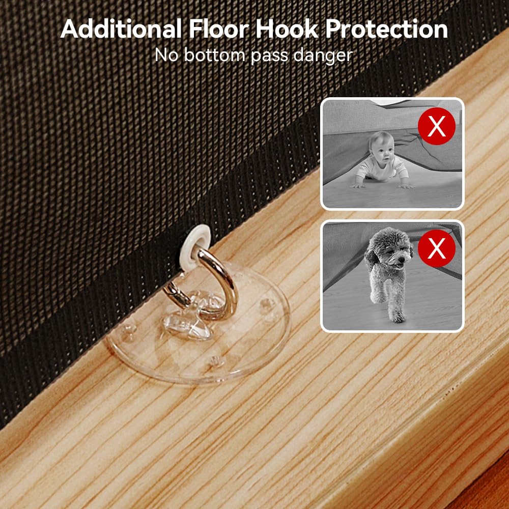 Alternative view of COMOMY 118" Retractable Baby Gates Extra Wide, Retractable Dog Gate for Large Openings, Extra Long Dog Gates for The House, Extra Large Mesh Pet Gate for Stairs, Doorways, Hallways, Indoor&Outdoor