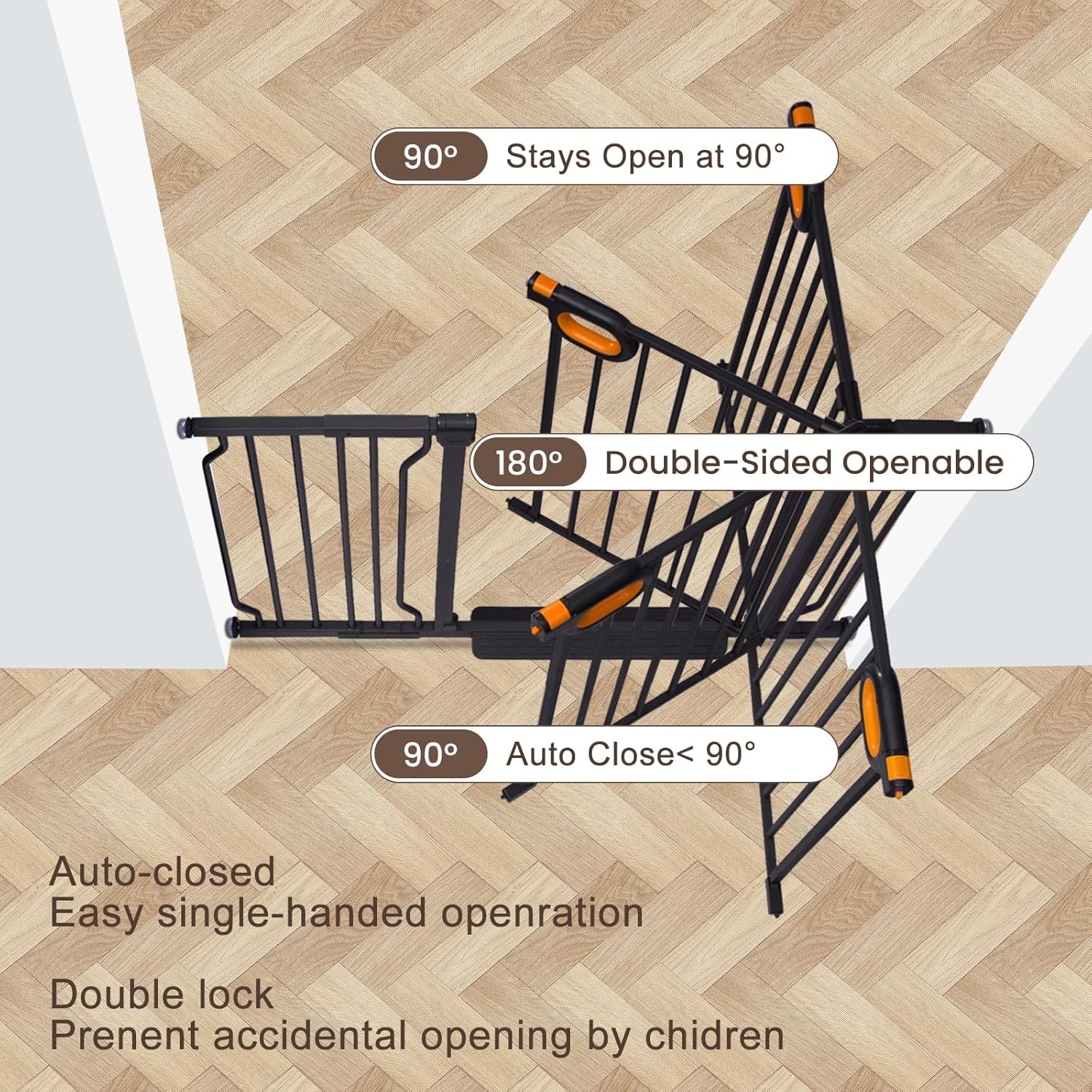 Alternative view of owlie Small Narrow Baby Gate for Stairs Doorways Hallways 23.6-27.6 Inch Wide Pressure Mounted Baby Gate Walk Through Child Gates Toddler Dogs Pet Indoor Stairway Doorway Black (30.5'' Tall)