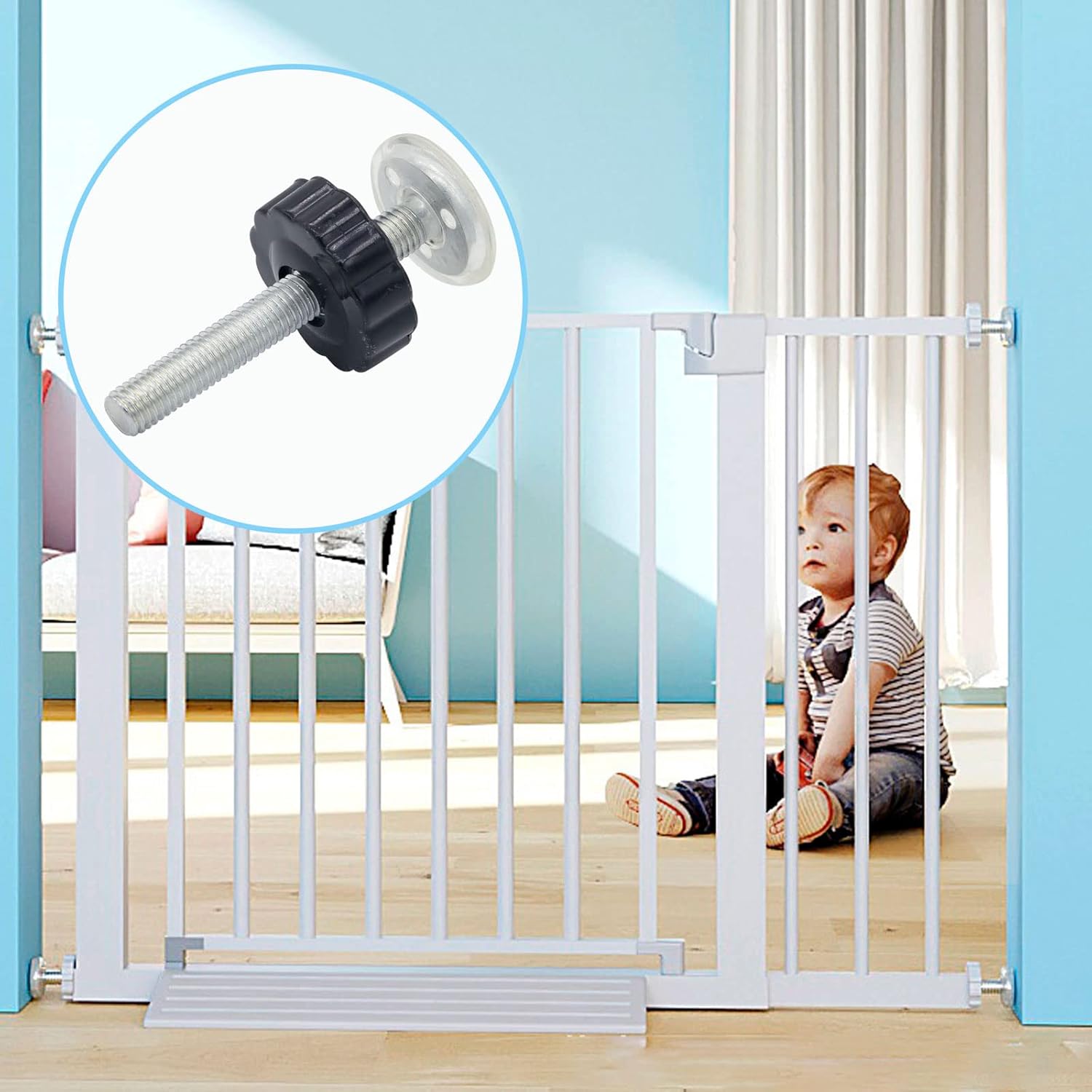 2-Pack M10 Baby Gate Adapter with Wall Protector, 10mm Extender, Replacement Bolt for Pressure Mounted Gates