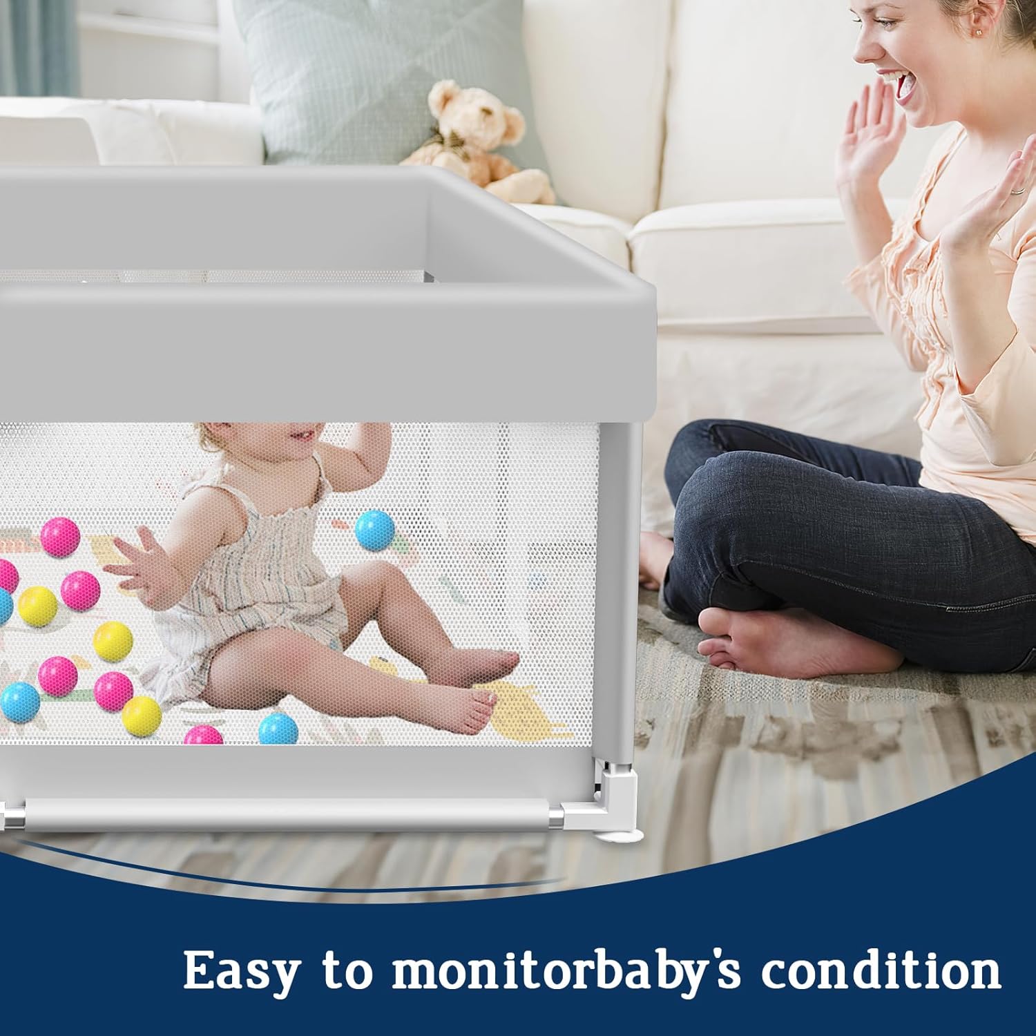 Alternative view of Baby Playpen with Mat, 50x50 Inch Playpen with Mat Waterproof for Babies and Toddlers Play Pen Playards Safety Gate Fence Active Center Indoor