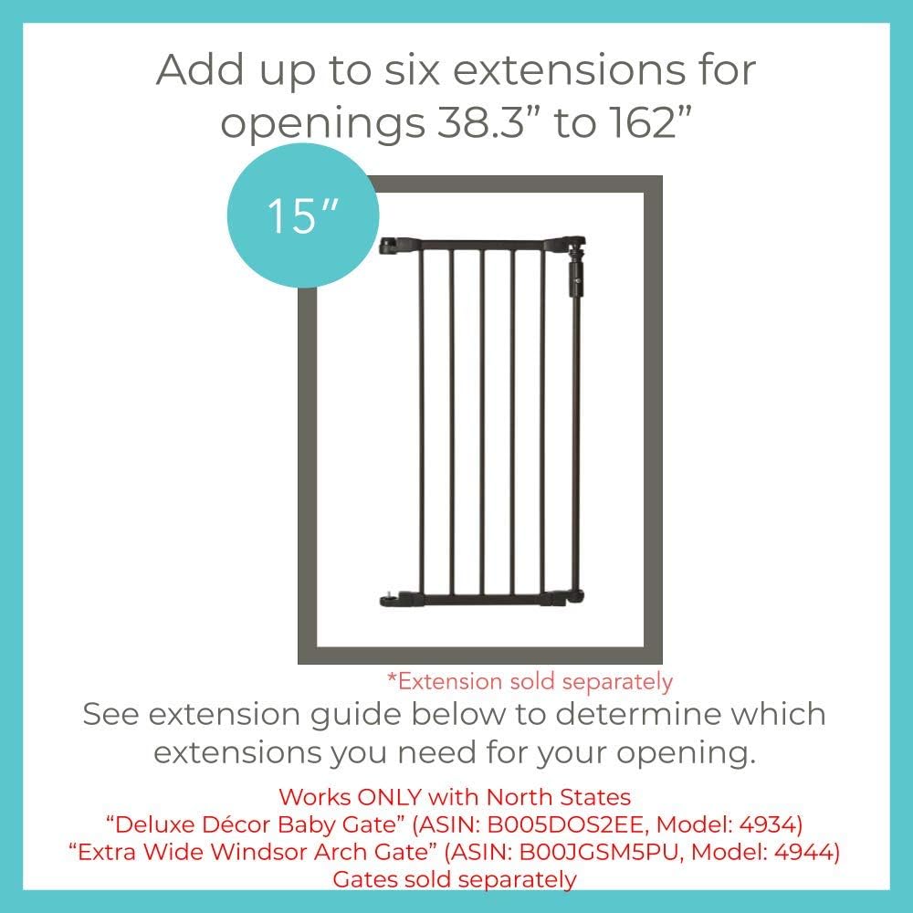 Alternative view of Toddleroo by North States - 6-Bar Extension for Deluxe Décor Gate: 15 Inch Baby Gate Extension - Add Up to 6 Extenders - Matte Bronze