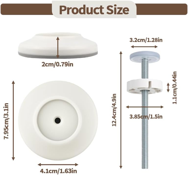 12MM Baby Gate Extender Extension, 4 Pack Baby Gate Replacement Parts, M8 Replacement Bolt Part for Child Safety Pressure Mounted Safety Gates with Wall Protector for Stairs Cup Guard