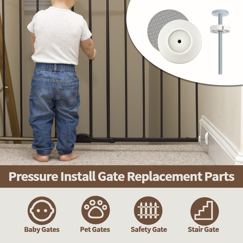 Alternative view of 12MM Baby Gate Extender Extension, 4 Pack Baby Gate Replacement Parts, M8 Replacement Bolt Part for Child Safety Pressure Mounted Safety Gates with Wall Protector for Stairs Cup Guard
