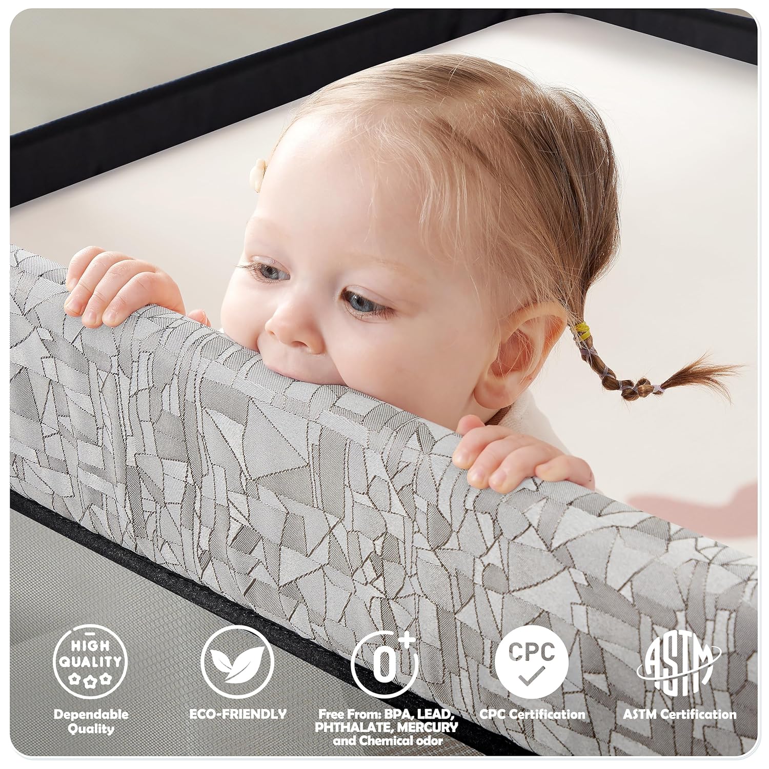 Alternative view of Sweeby Baby Playpen, 59x59 Inch Baby Gate Playpens for Babies and Toddlers, Extra Large Playpen with Door Play Yard for Fence Indoor and Outdoor Play Pen, Obsidian Black