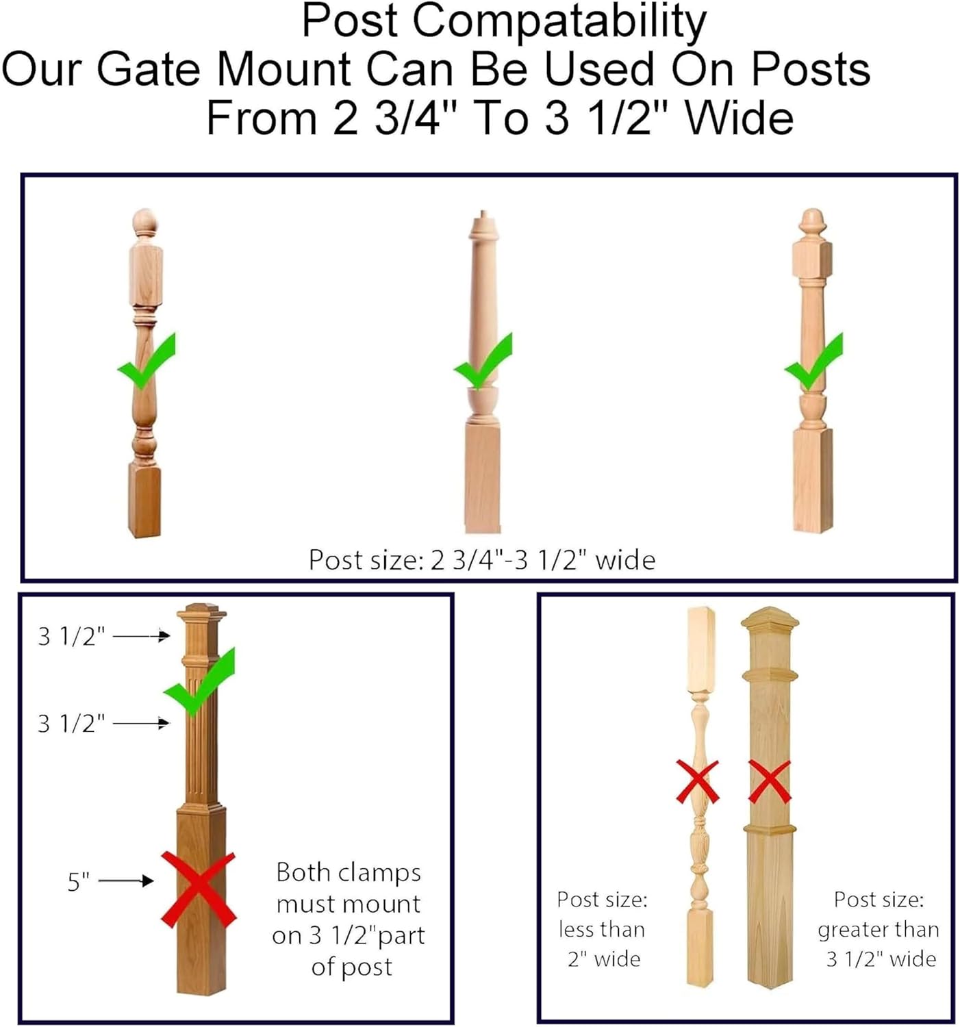 Alternative view of Safety Innovations No Hole Stairway Baby Gate Mounting Kit - Fits Posts from 2 3/4 inches to 3 1/2 inches Wide with Square or Round Tops - No Adhesives On Or Screws in Your Posts, (1-Pack)