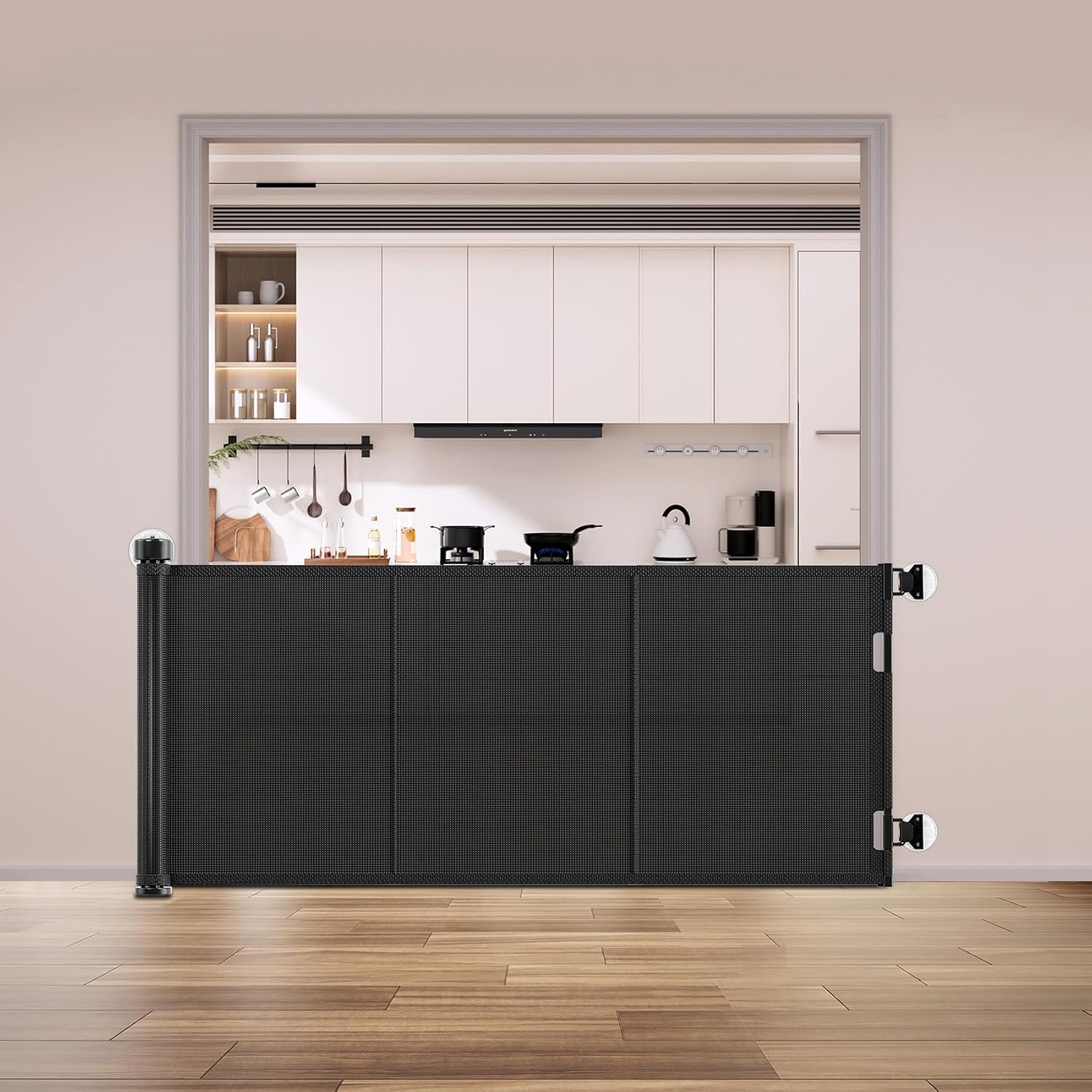 Miumoon No Drill Retractable Baby Gates Parts, Large Size No Drilling Accessory for 120" 150" and 200" Miumoon Retractable Gate (Black, Large)