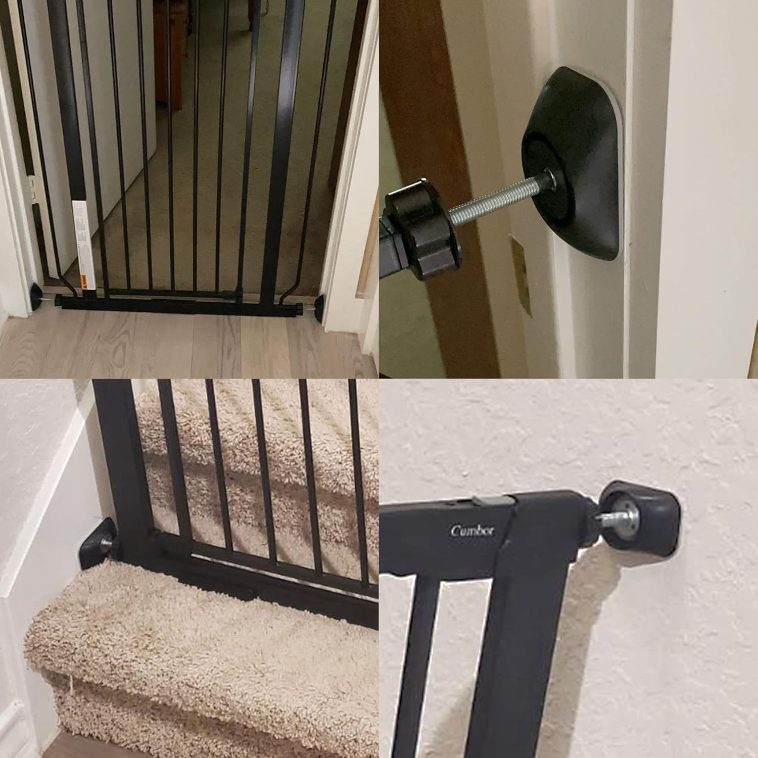 Alternative view of Baby Gate Extender Extention-4 Pack Baby and Pet Safety Stair Gate Threaded Spindle Rods Replacement Parts Bundle with Wall Protector (Round-Black-4 Pack)